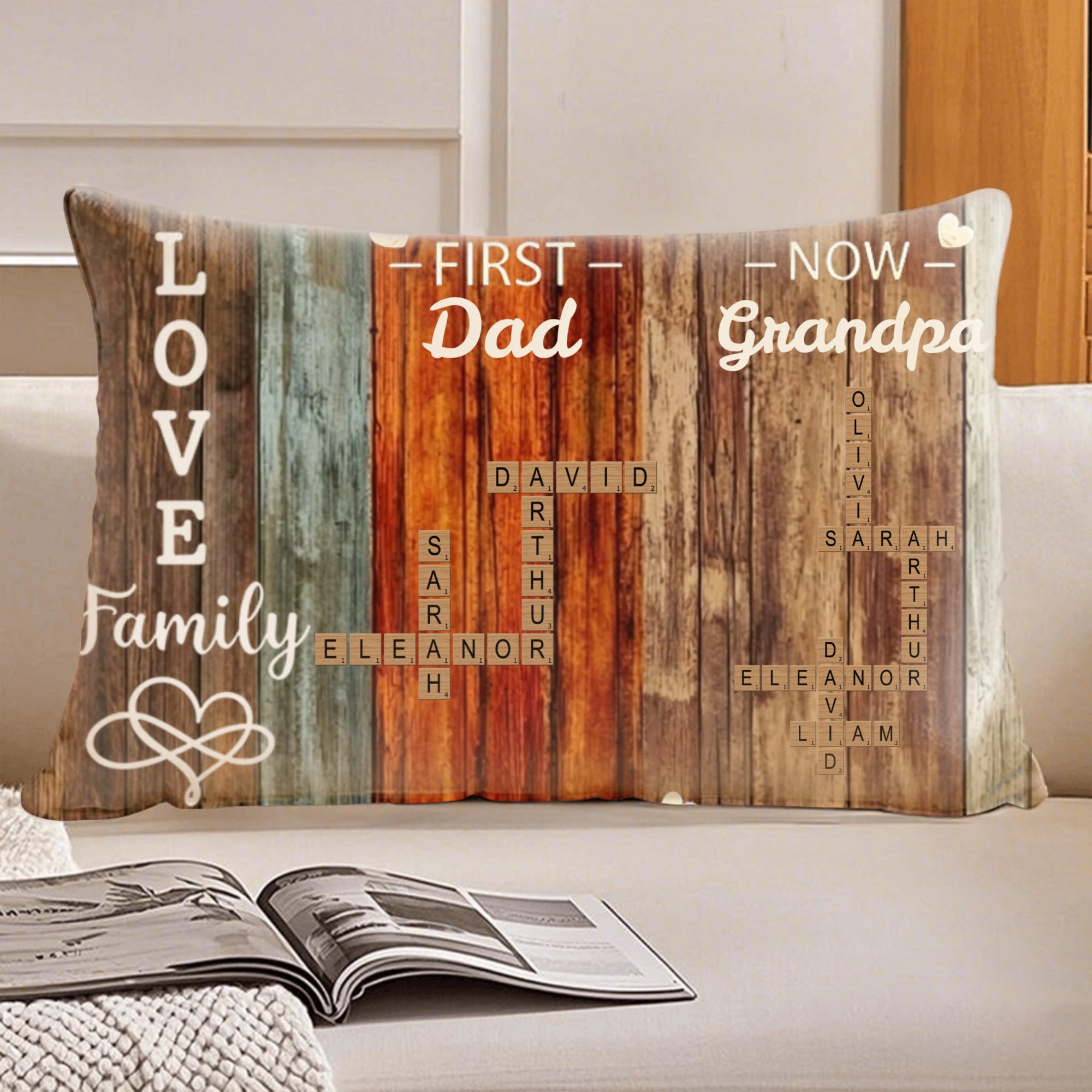 Personalized Custom Jigsaw Puzzle Throw Pillow. You Can Customize Your Own And Your Grandchildren's Names. This Is The Most Special Gift To Give To Your Family On Birthdays And Anniversaries