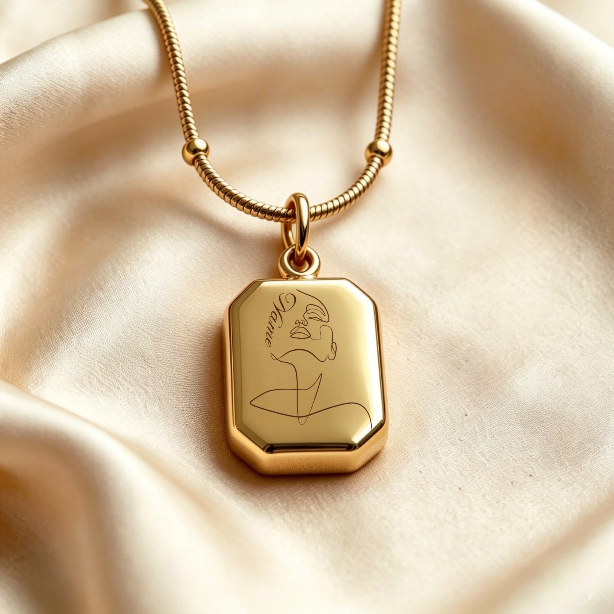 Personalized Engraved Gold Necklace, Customizable Name Pendant, The Perfect Gift For Loved Ones