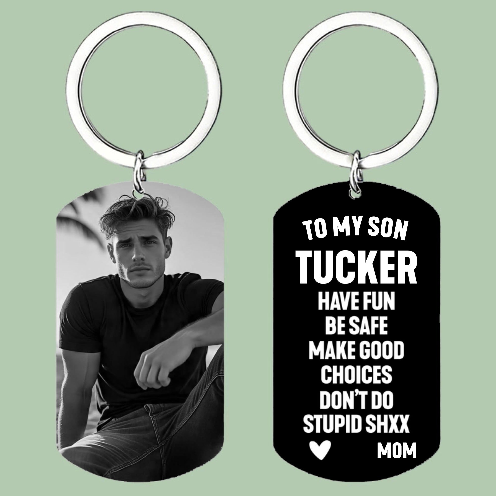 Personalized Heartfelt Reminder Photo Keychain Bag Tag with Name and Text Birthday Gift for Family Friends