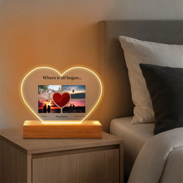 Personalized Where It All Began Night Light, Love Story Gift For Couples, Anniversary And Valentine‘s Day