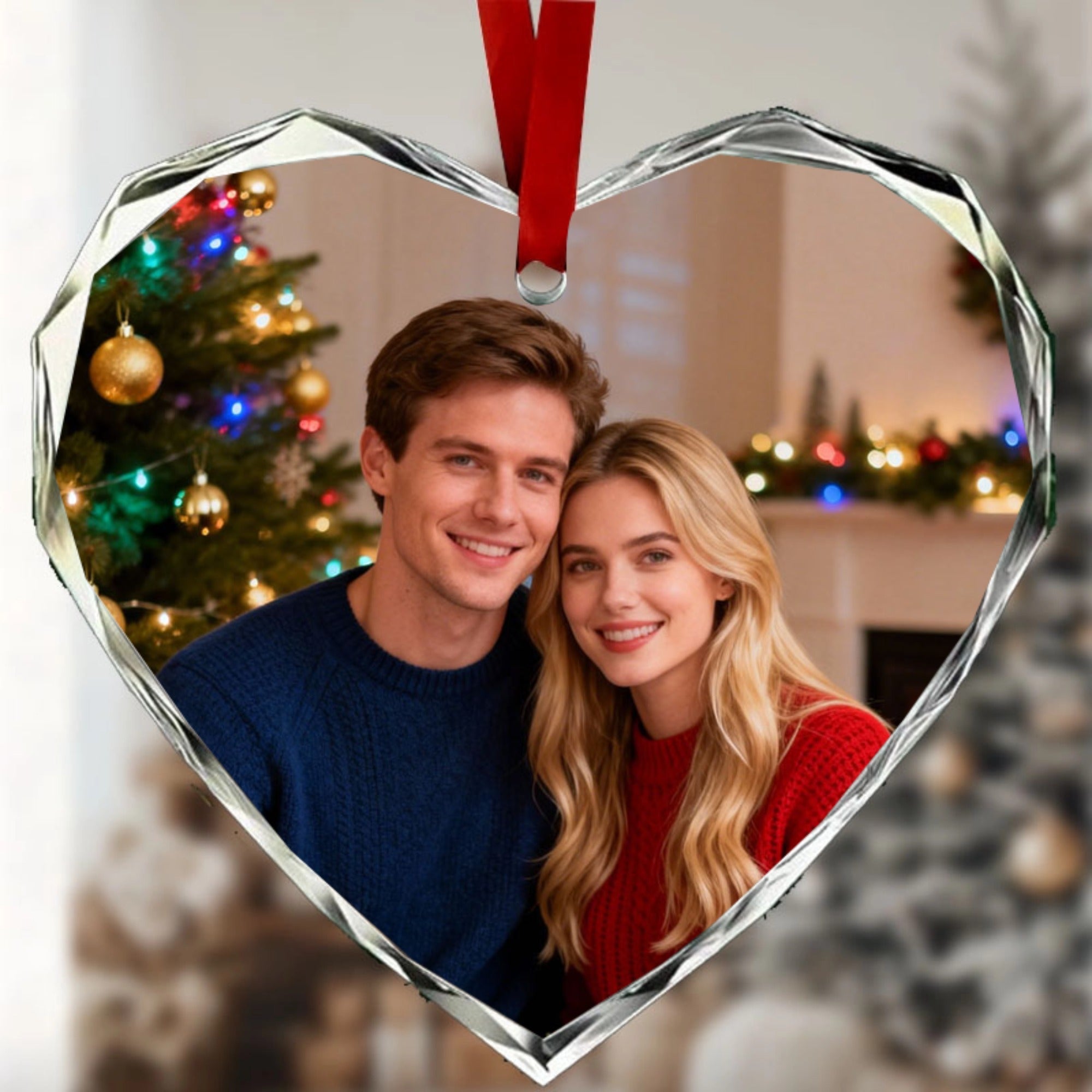 Christmas/Wedding/Birthday/Anniversary Personalized Crystal Heart Ornament Perfect Keepsake Gift for Forever Loved