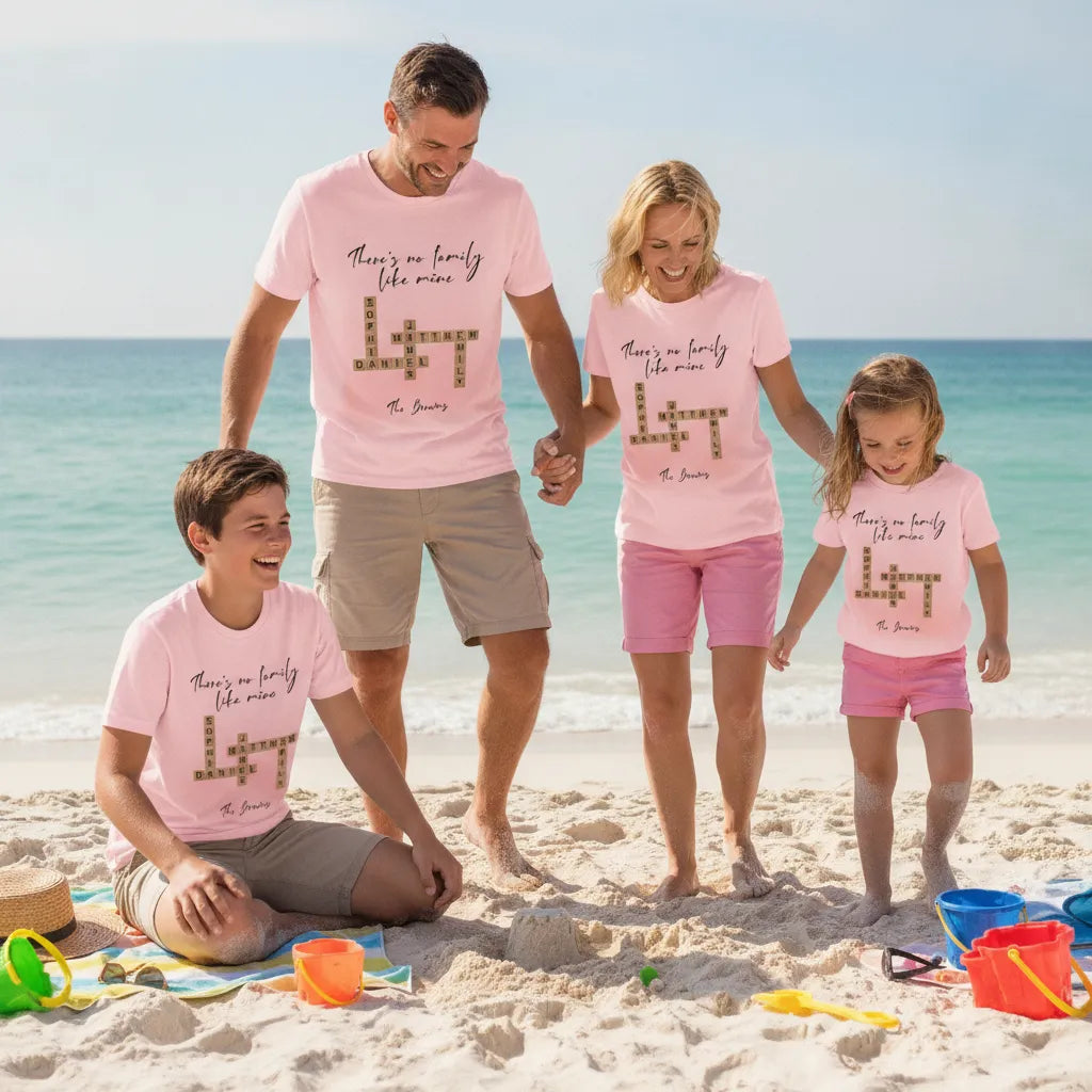 There’s No Family Like Mine Personalized Crossword T-Shirt, Gift for Families, Perfect for Family Reunions, Holidays, Matching Family Apparel
