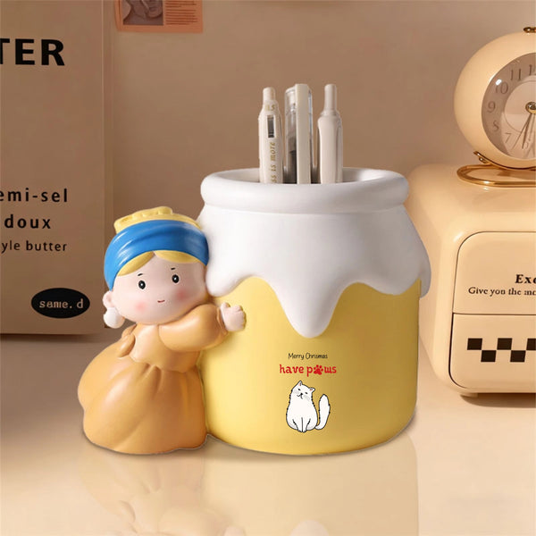 My Siblings Have Paws Pearl Maiden Personalized Pen Holder, Christmas Gift For Cat Lovers, Holiday Desk Decor And Pet Owner Present