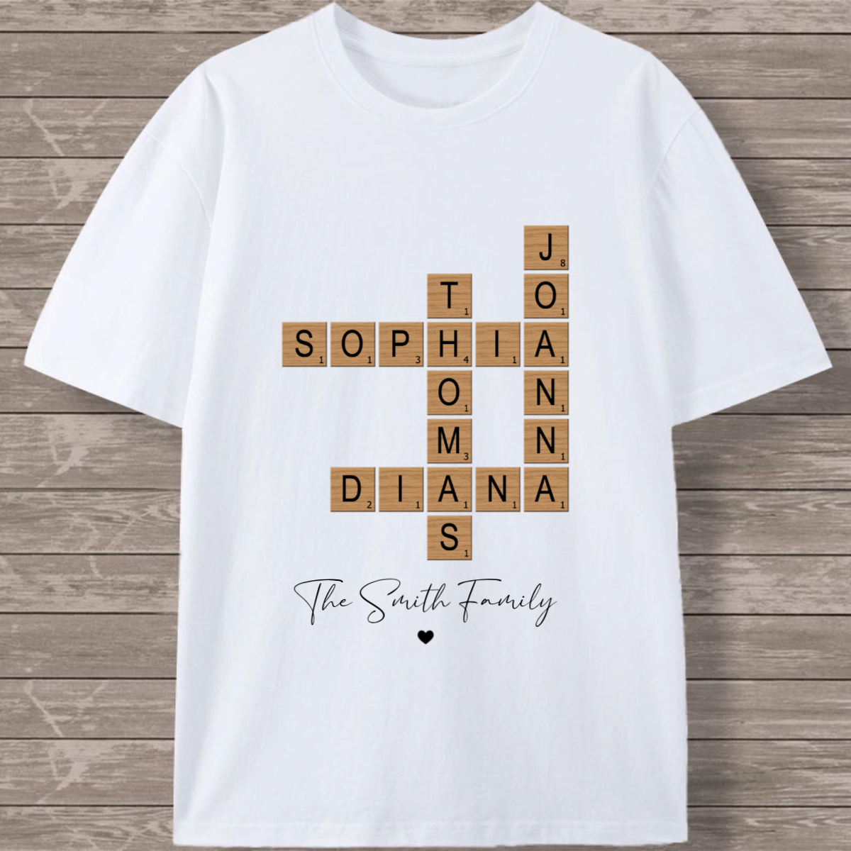 Personalized Family Names & Inside Jokes Turn into Forever Connected Crossword Art Unisex Cotton T-shirt - Perfect Gift for Siblings, Family & Any Loved Ones