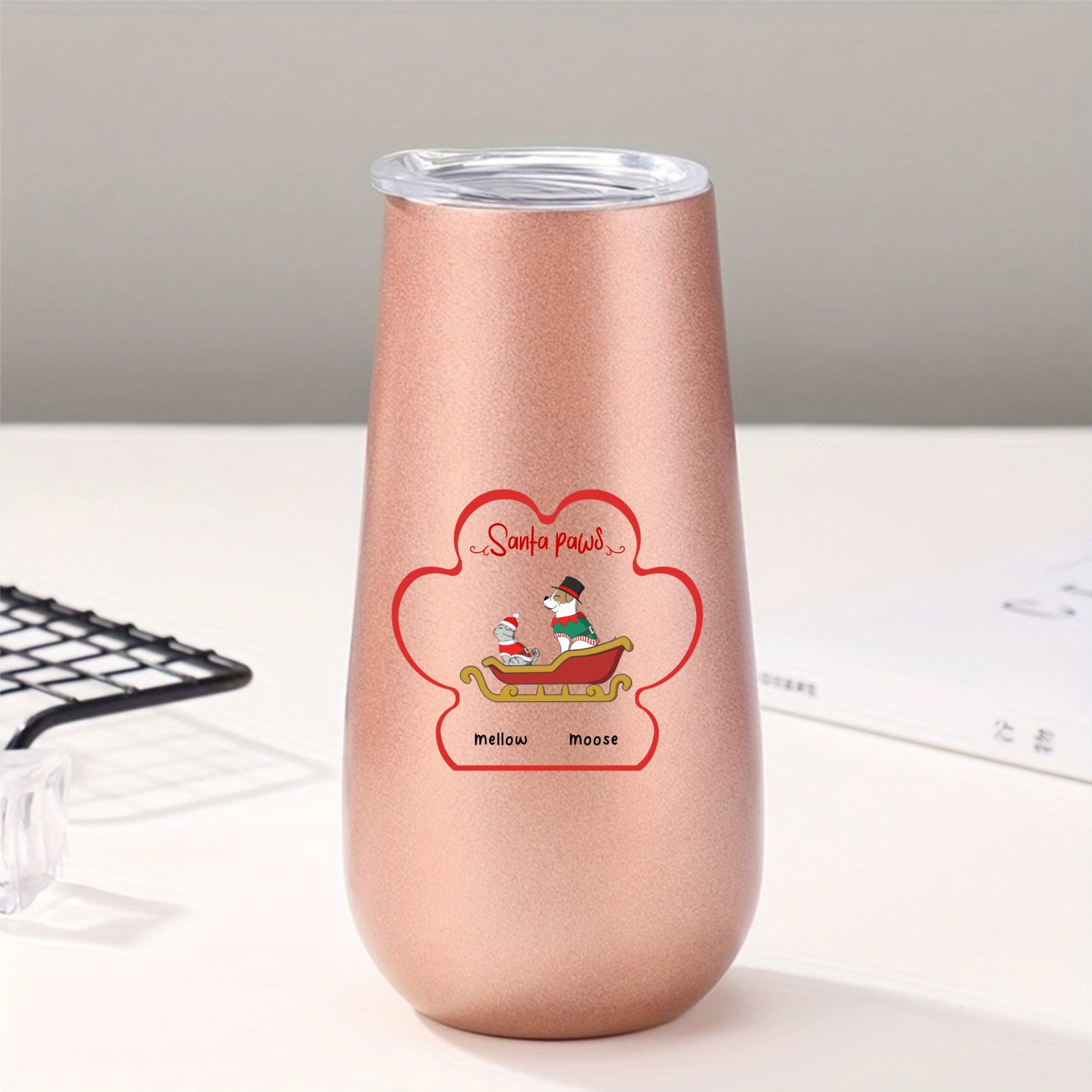 Santa paws Personalized Tumblers, Christmas Gift for Pet Owners and Pet Birthday Celebration