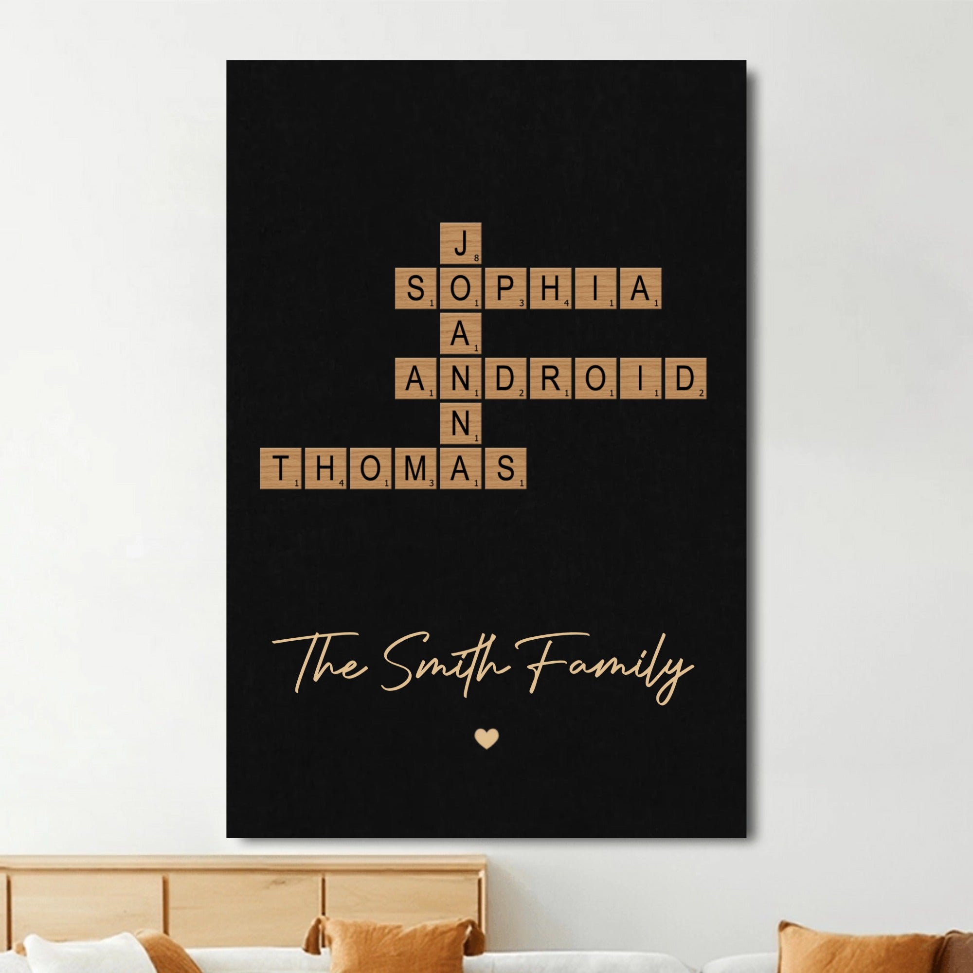 Family Names Or Inside Jokes Turn into Forever Connected Crossword Art - Created In A Moment, Treasured Forever - Personalized Canvas & Posters