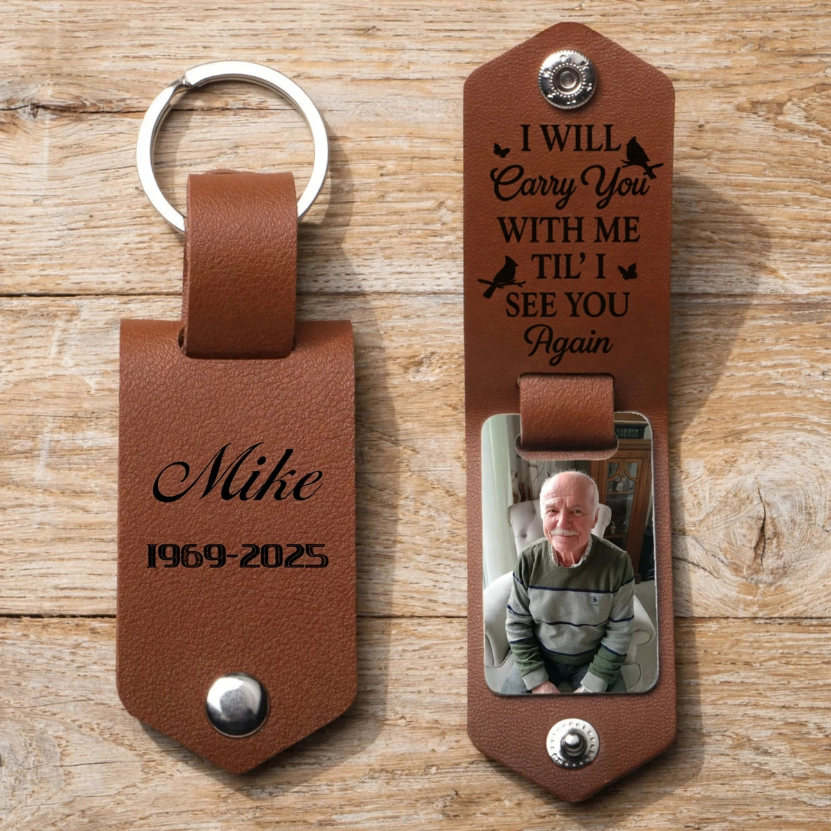 Personalized photo leather keychains are the perfect keepsakes to remember loved ones and pets