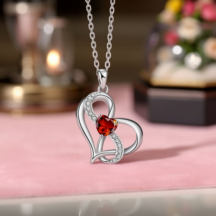 Personalized Birthstone Infinity Heart Necklace Design, Custom Keepsake Jewelry, Perfect Gift For Loved Ones