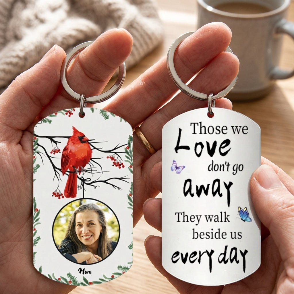 Custom Photo & Cardinal Memorial Keychain - "Forever In My Heart" Keepsake Gift, Sympathy & Remembrance Gift for Loss of Father, Grandfather, or Friend