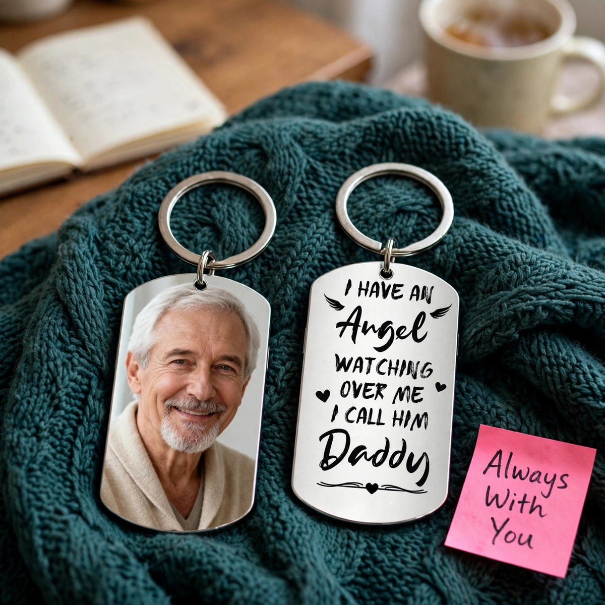 Personalized Stainless Steel Keychains, Custom With Text and Photos, Perfect For Remembering Deceased Loved ones or as a Leepsake For Family Members.