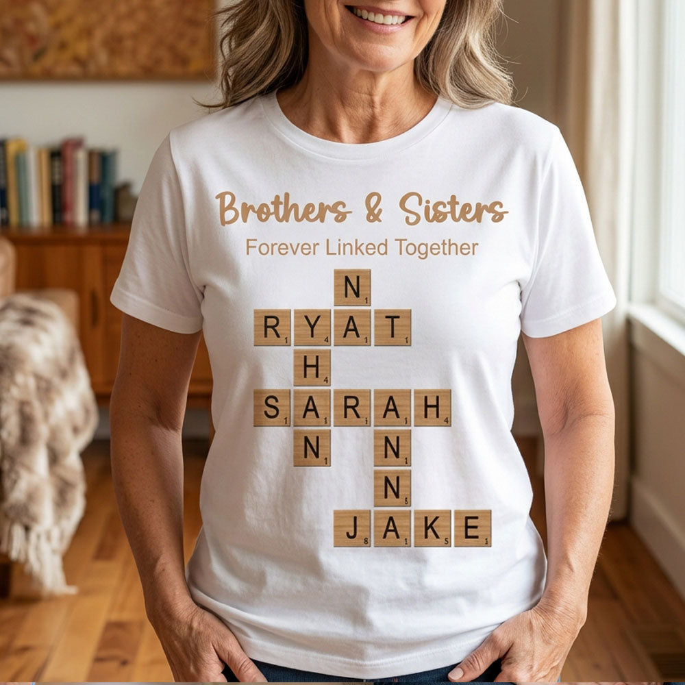 Names Crossword Custom Cotton T-shirt, Gift for Siblings, Family, Perfect for Reunions, Birthdays, Family Occasions