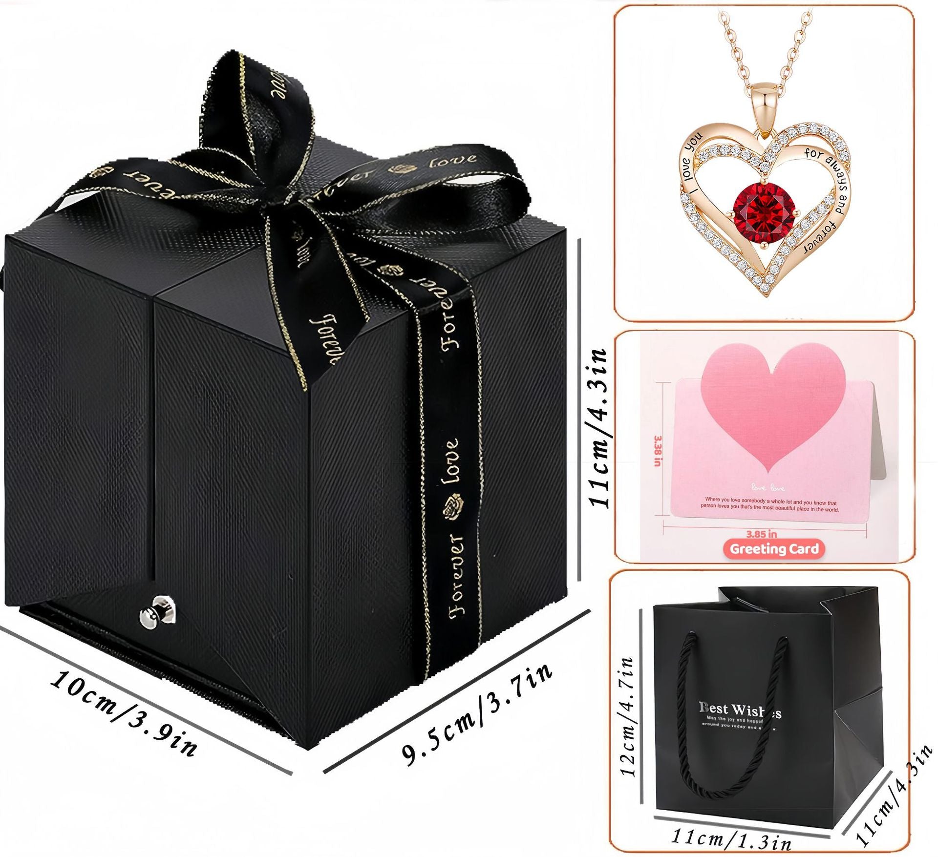 I Love You Forever Personalized Birthstone Necklace, Perfect for Valentine’s Day, Anniversary, Romantic Gifts for Her