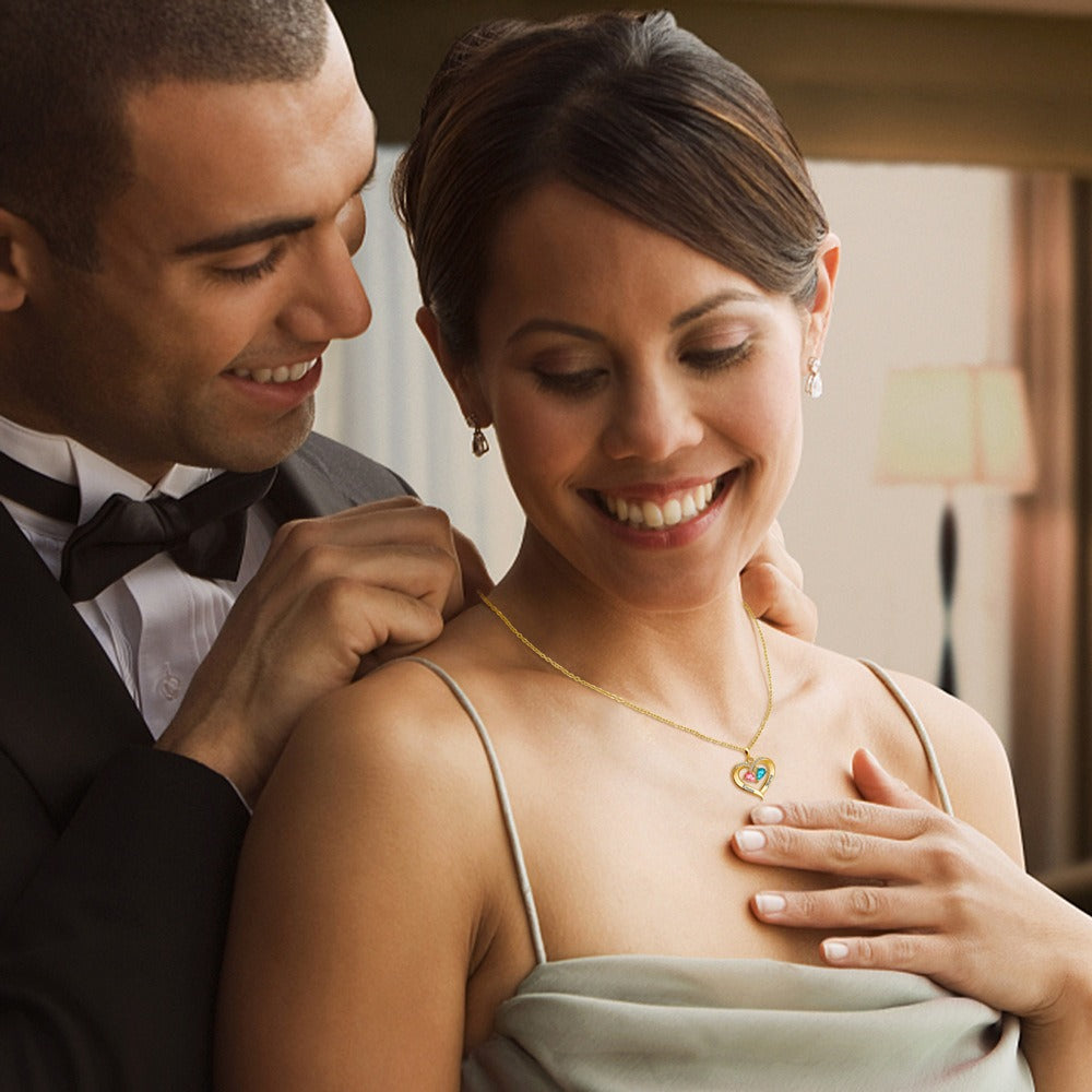 Upgraded Personalized Birthstone Sterling Silver Necklace, Hypoallergenic, Gift for Couples, Mothers, Families, Valentine’s Day