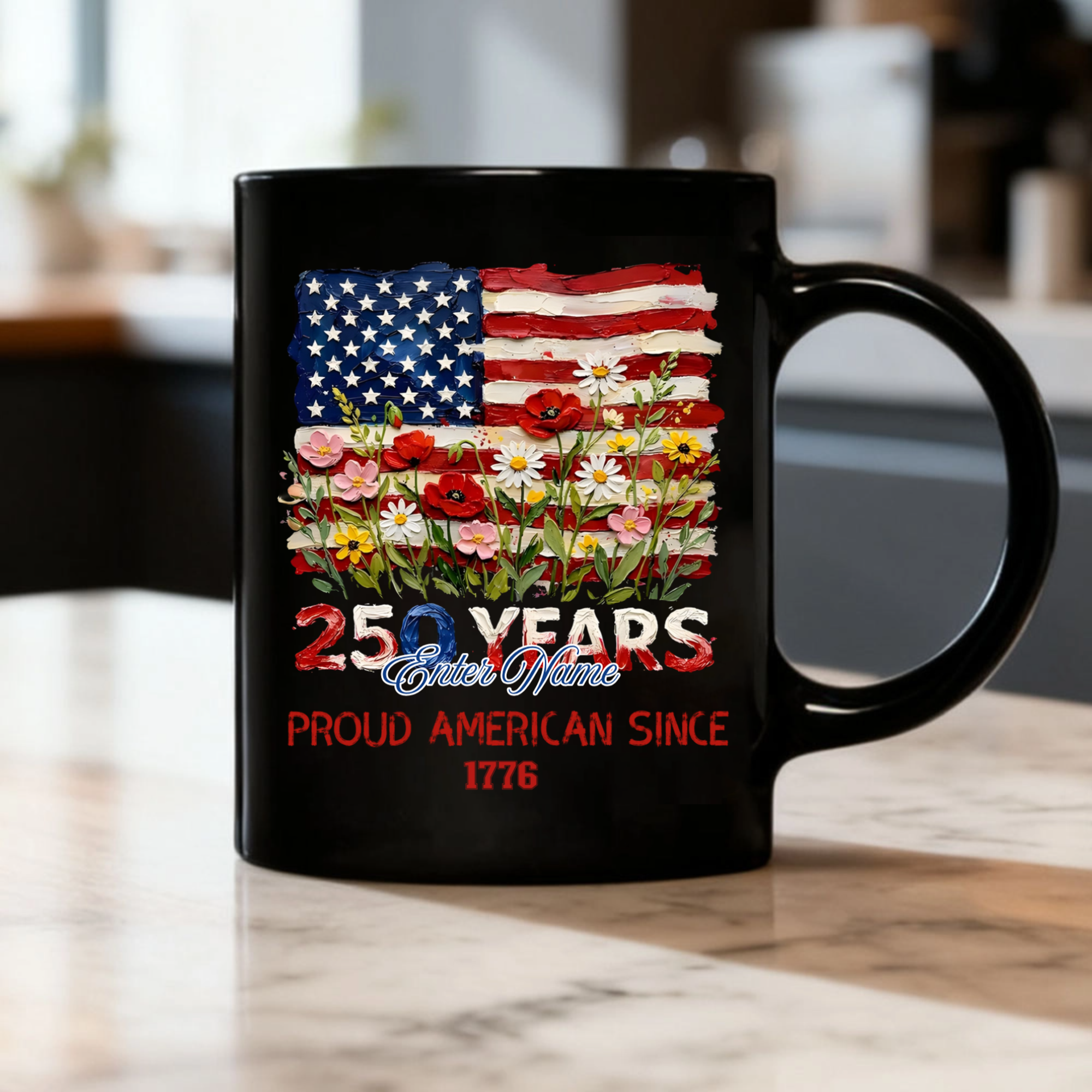 Personalized Name & Year Patriotic Design, Custom American Flag Coffee Mug, The Perfect Gift For Family & Friends