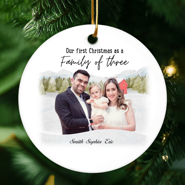Our First Christmas a Family of Two Ceramic Round Hanging Ornaments Memorial Keepsake for Forever Loved Perfect Gift