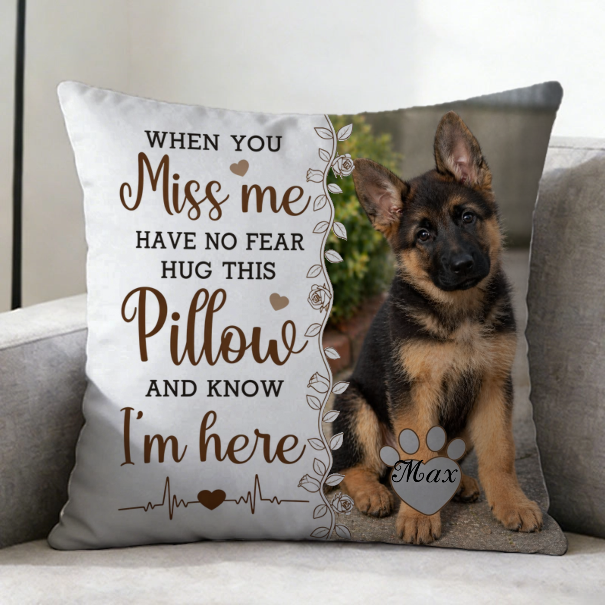Personalized Custom Photo Throw Pillow, "Hold This Pillow Close And Feel My Presence", The Best Throw Pillow For Remembering The Deceased