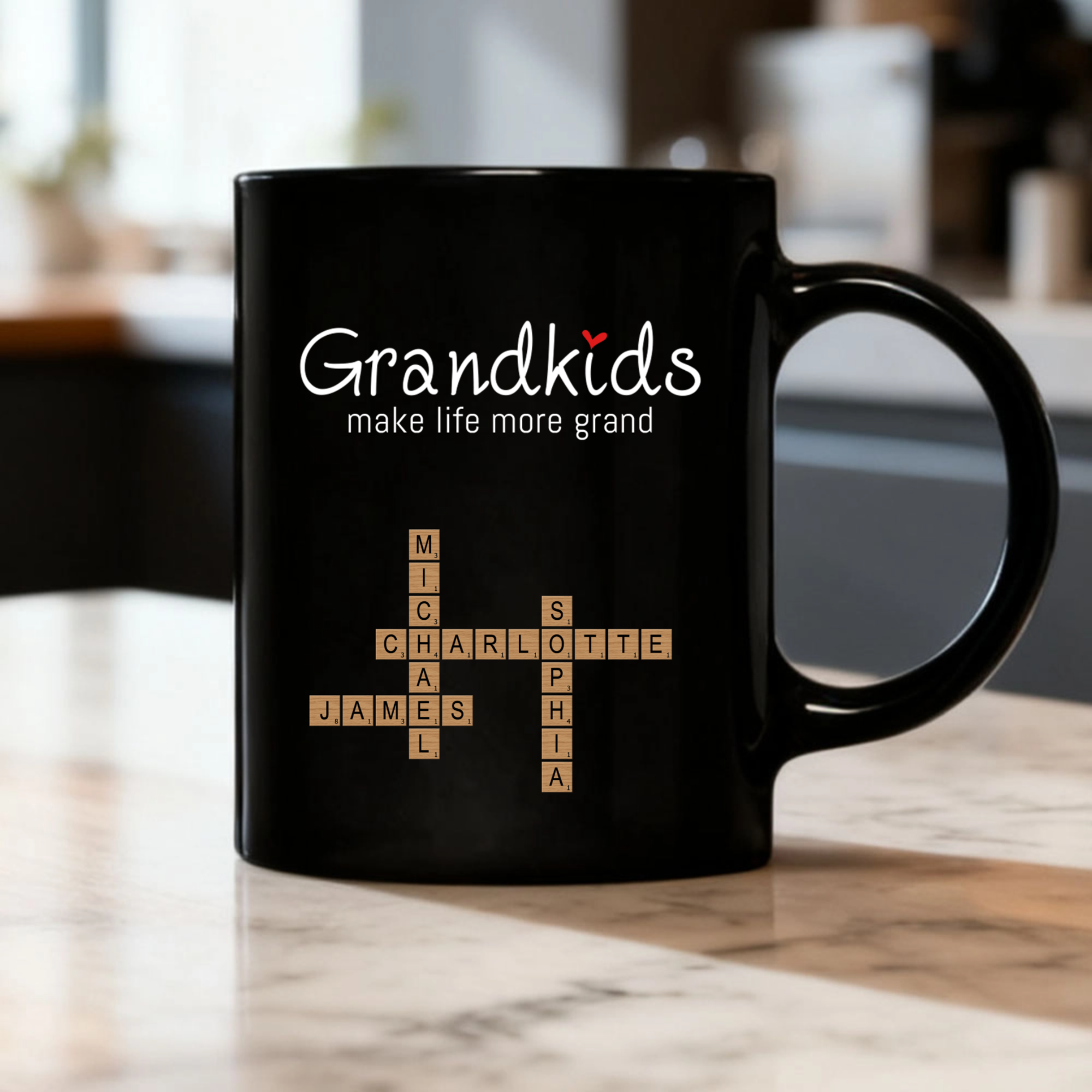 Grandkids Make Life More Grand Personalized Mug, Gift for Grandparents, Family Celebrations