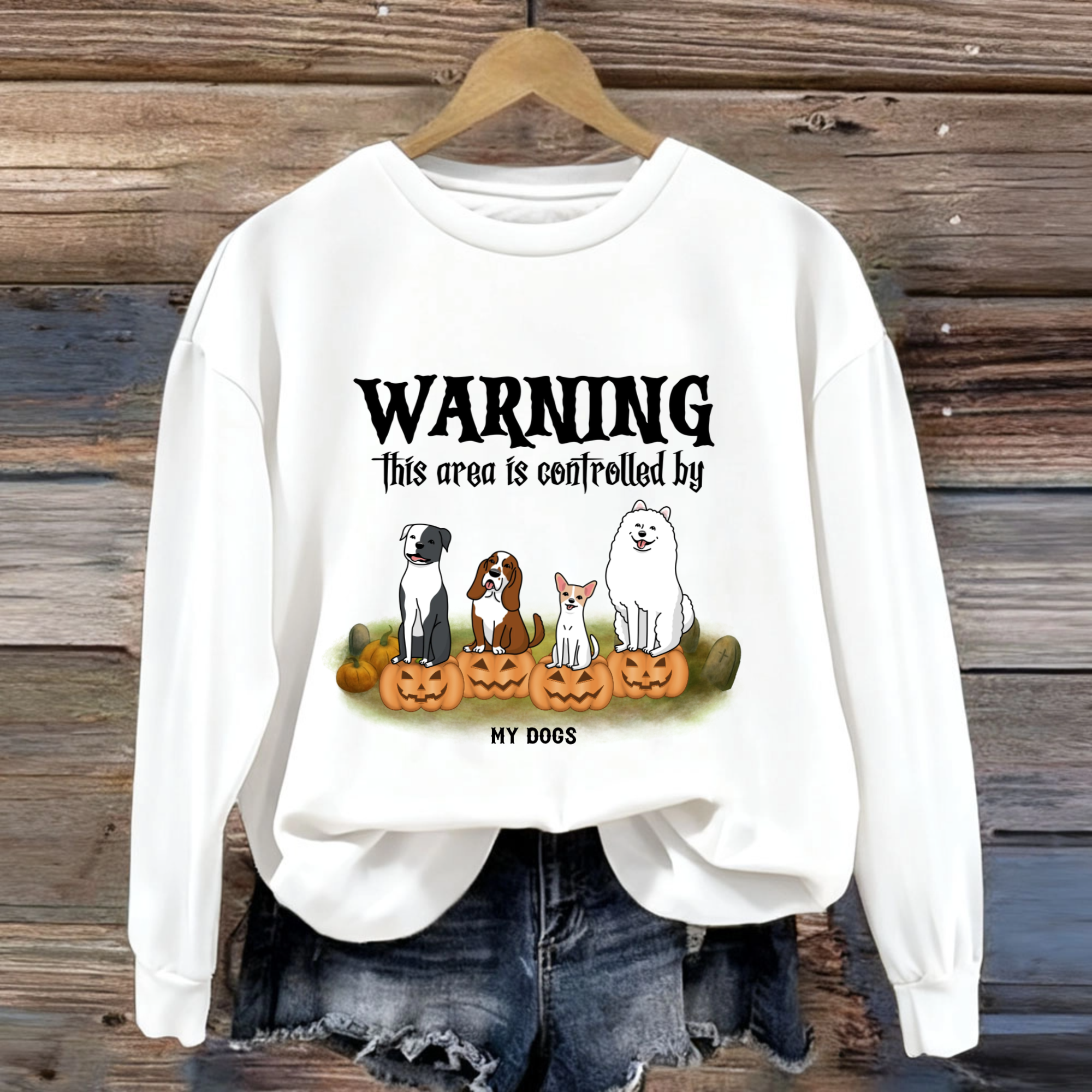 Warning This Area Is Controlled By Dogs Halloween Personalized Sweatshirt