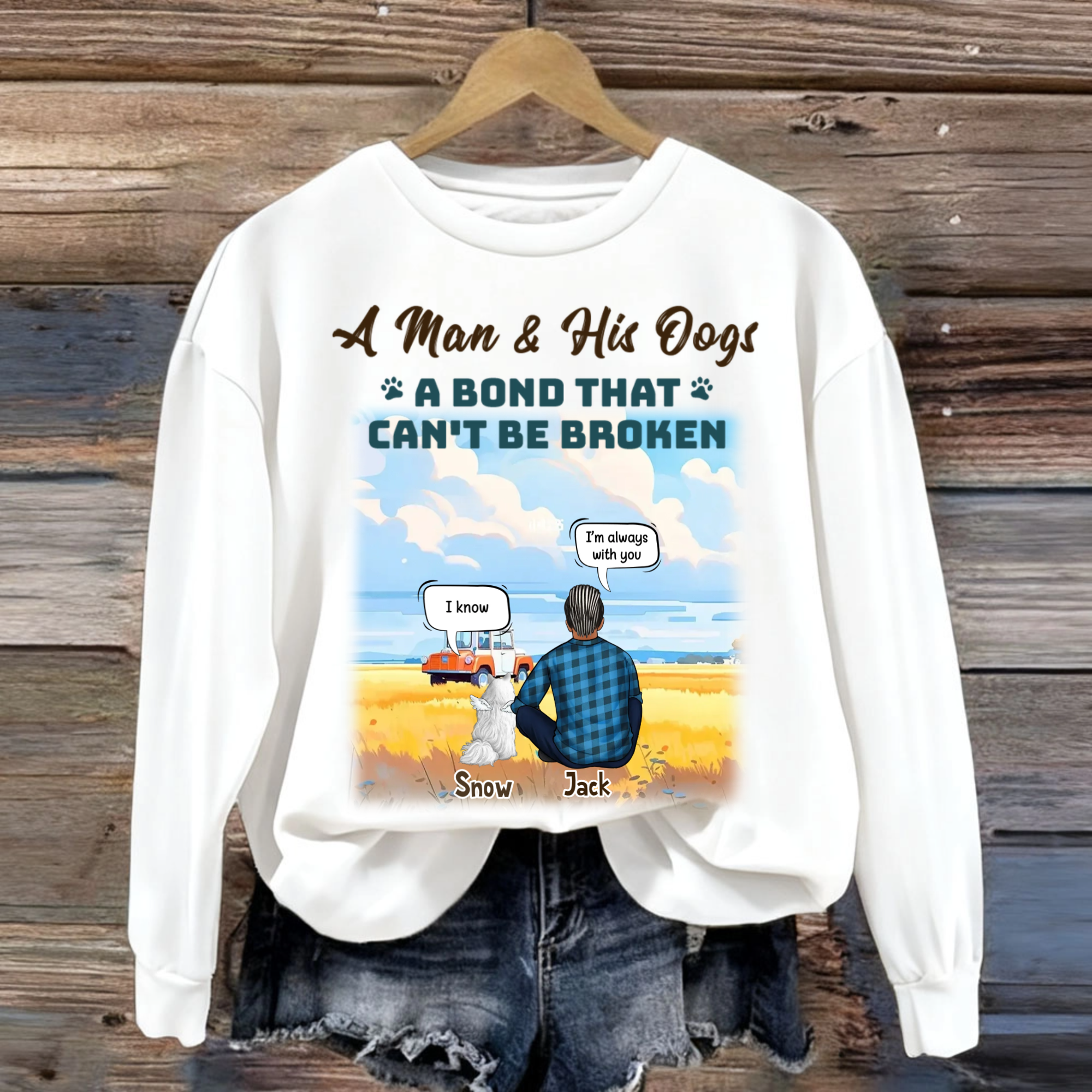 A Bond That Can't Be Broken Personalized Cotton Sweatshirt, Unisex Emotional Gift for Pet Lovers, Dog Owners, Perfect for Pet Memorial, Christmas, Birthday