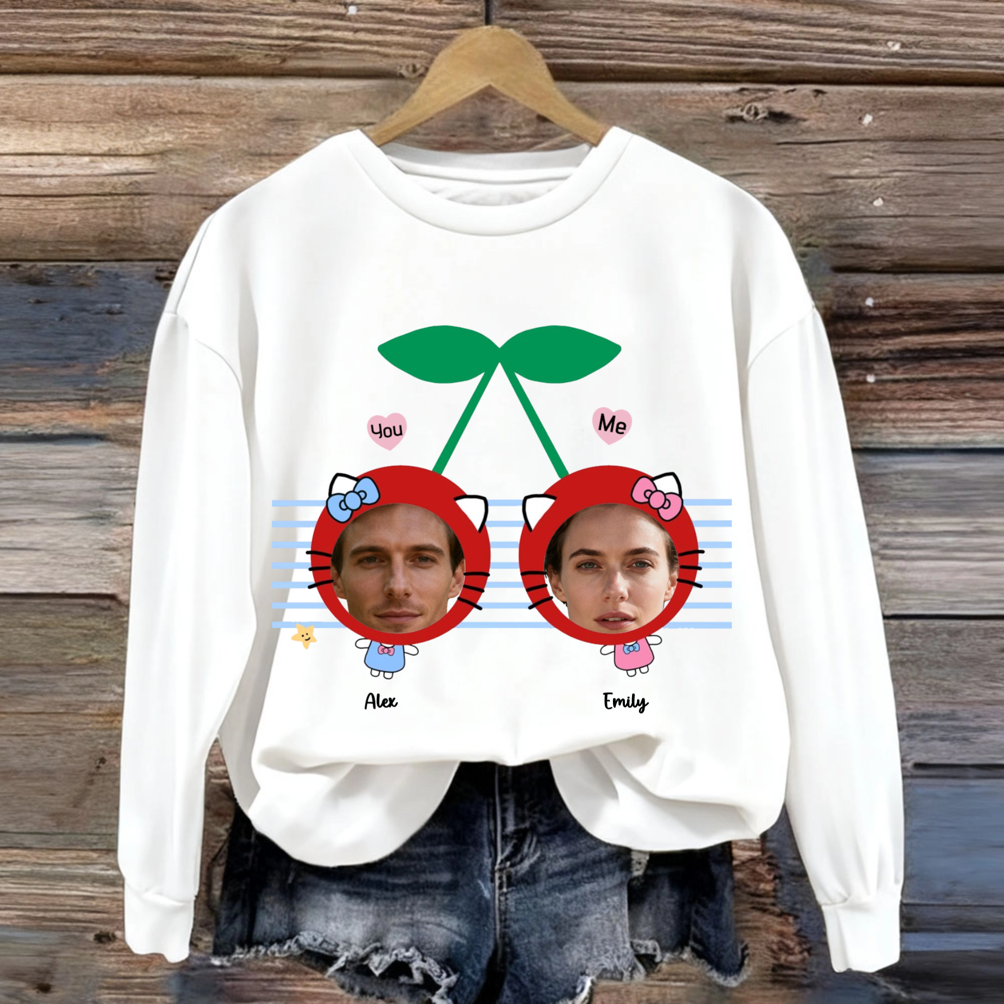 Custom Cherry Couple Sweatshirt, Unisex Gift for Boyfriend, Girlfriend, Couples, Perfect for Valentine's Day, Anniversary, Cute Date