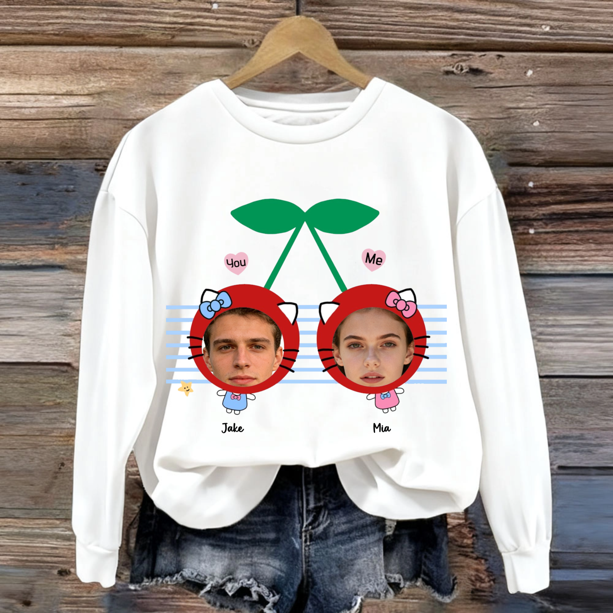 Custom Cherry Couple Sweatshirt, Unisex Gift for Boyfriend, Girlfriend, Couples, Perfect for Valentine's Day, Anniversary, Cute Date