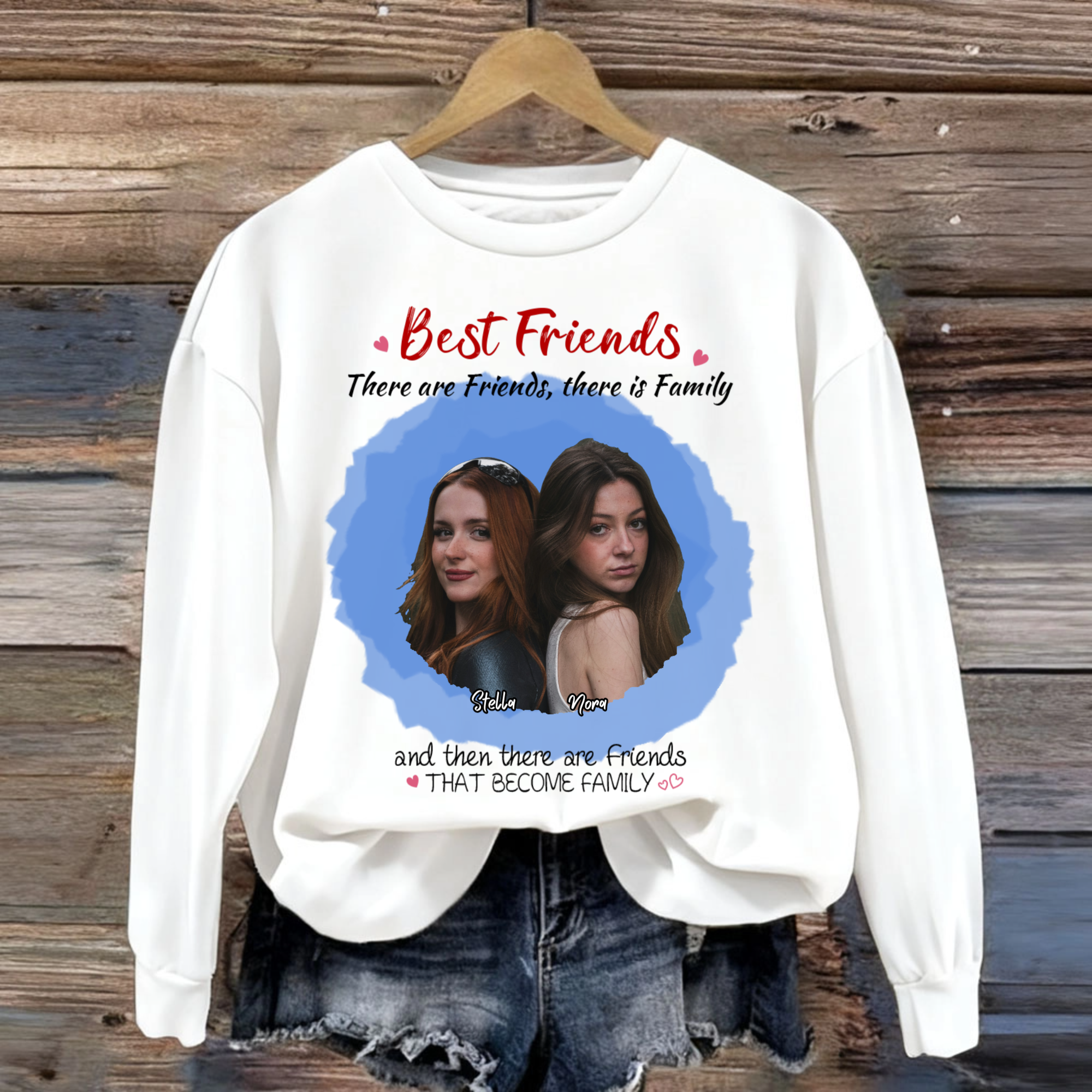 Photo Or Avatar Best Friends Personalized Sweatshirt, Unisex Gift for Friends, Sisters, Perfect for Birthdays, Anniversaries, Friendship Day