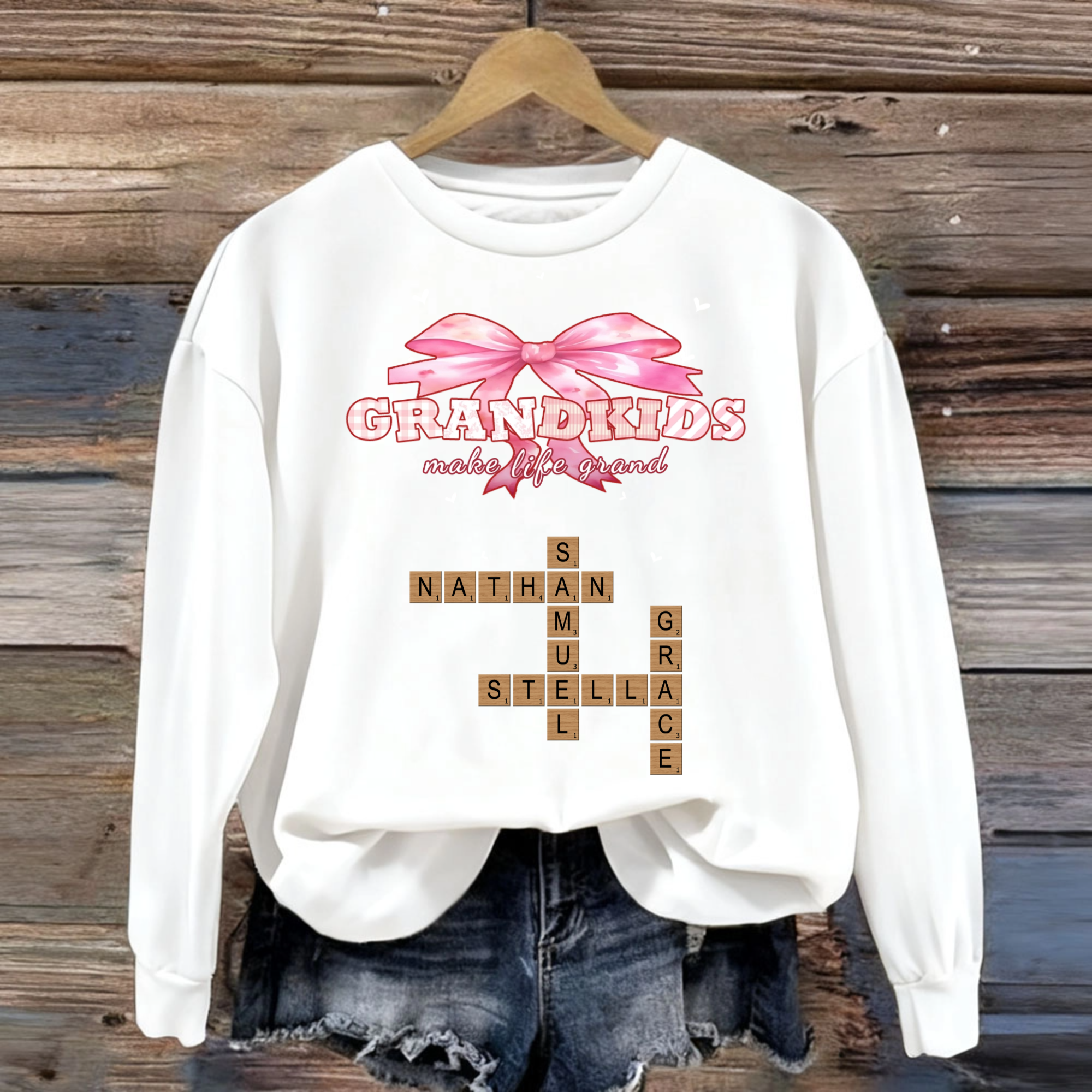 Grandkids Make Life Grand Personalized Sweatshirt, Gift for Grandparents, Perfect for Birthdays, Christmas, Family Reunion, Unisex Fit