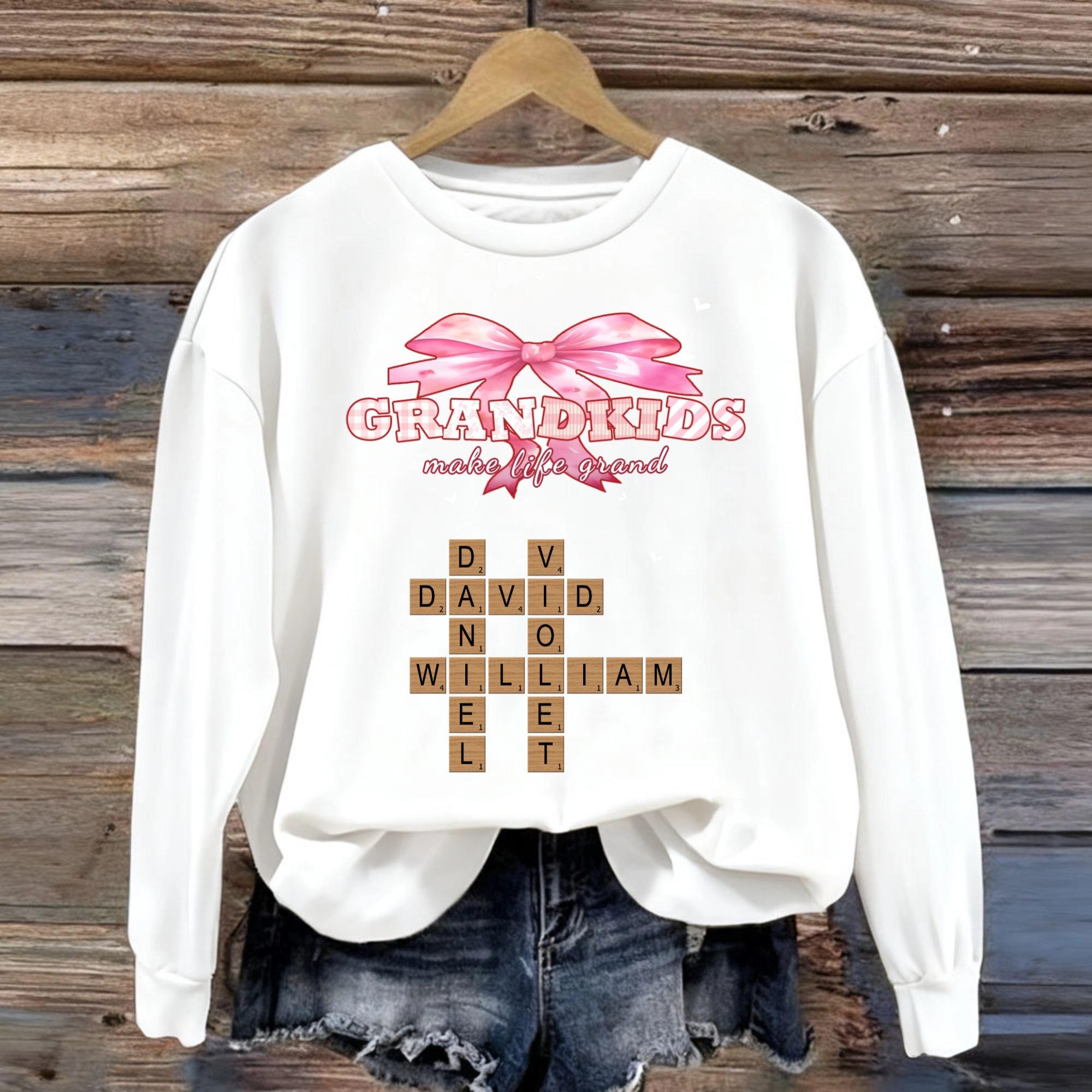 Grandkids Make Life Grand Personalized Sweatshirt, Gift for Grandparents, Perfect for Birthdays, Christmas, Family Reunion, Unisex Fit