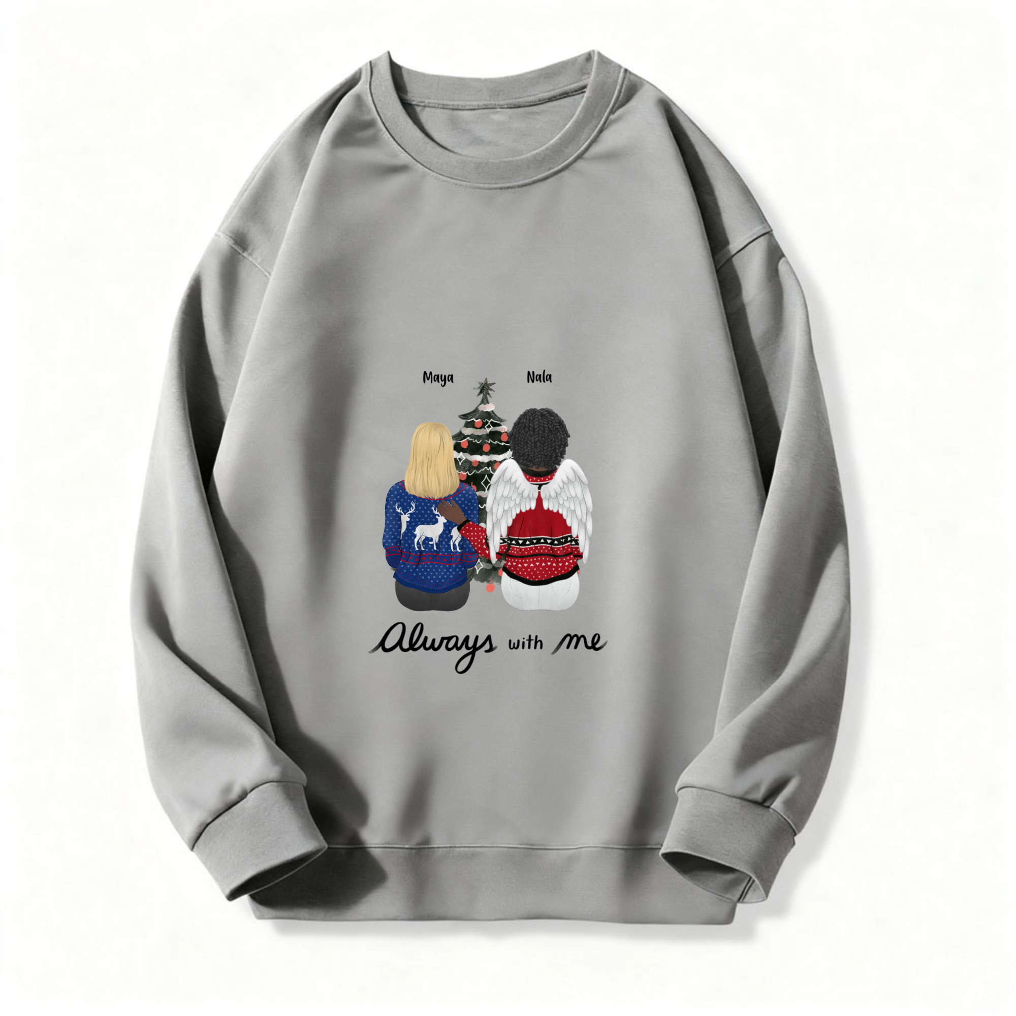 Personalized Always With Me Christmas Sweatshirt, Parent Child Matching Christmas Outfits