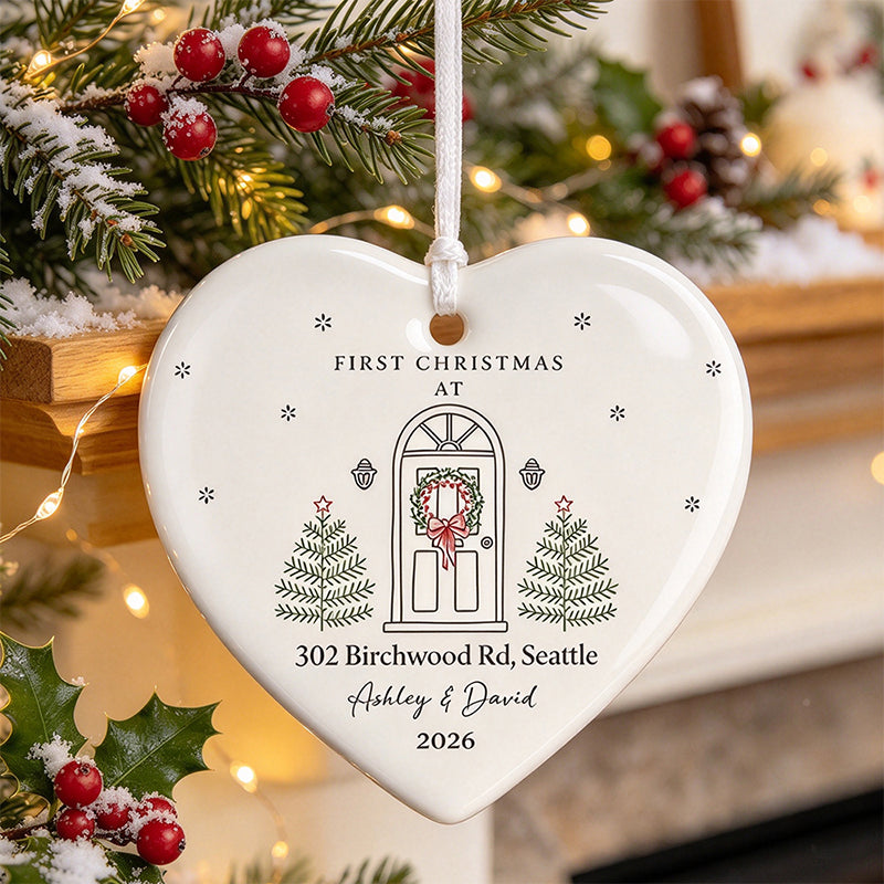 Personalized Our First Christmas in Our New Home Ornament, Gift for Family Friends, Housewarming Christmas Holiday Present