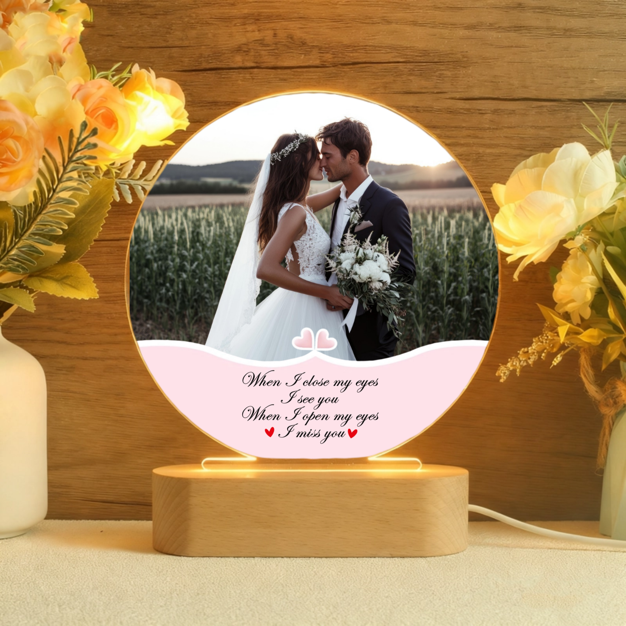 I Miss You Personalized Night Light, Gift for Couples, Perfect for Anniversary, Valentine's Day