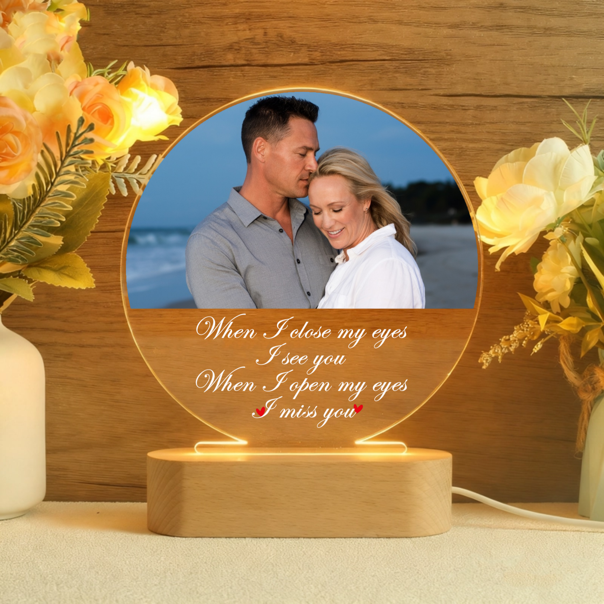 I Miss You Personalized Night Light in Different Colors,Gift for Couples, Perfect for Anniversary, Wedding