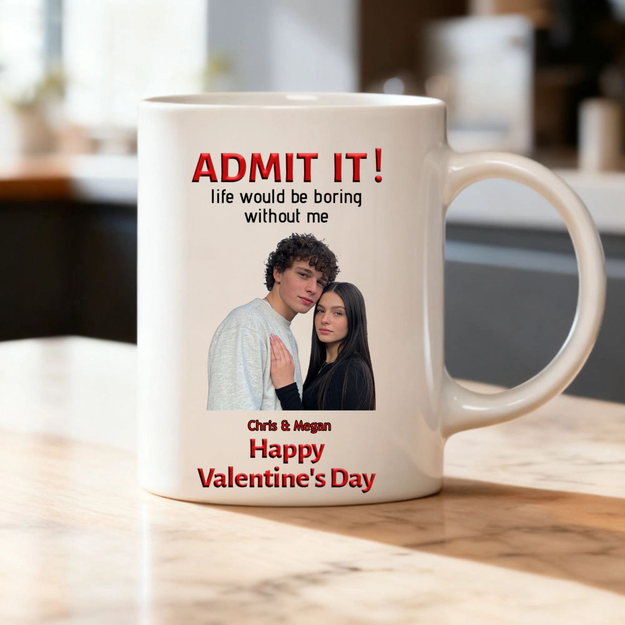 Happy Personalized Couple Mug, Gift for Boyfriend, Girlfriend, Couples, Perfect for Anniversary, Valentine's Day, Wedding