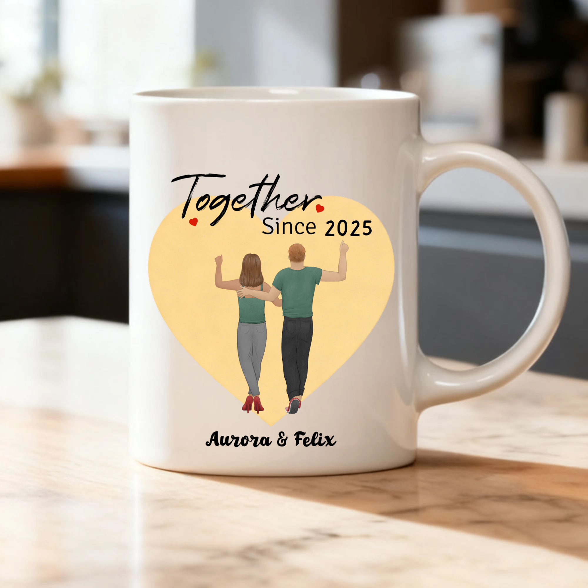 Together Since Heart Mug, Couple Gift for Anniversaries, Valentine’s Day, Relationship Milestones