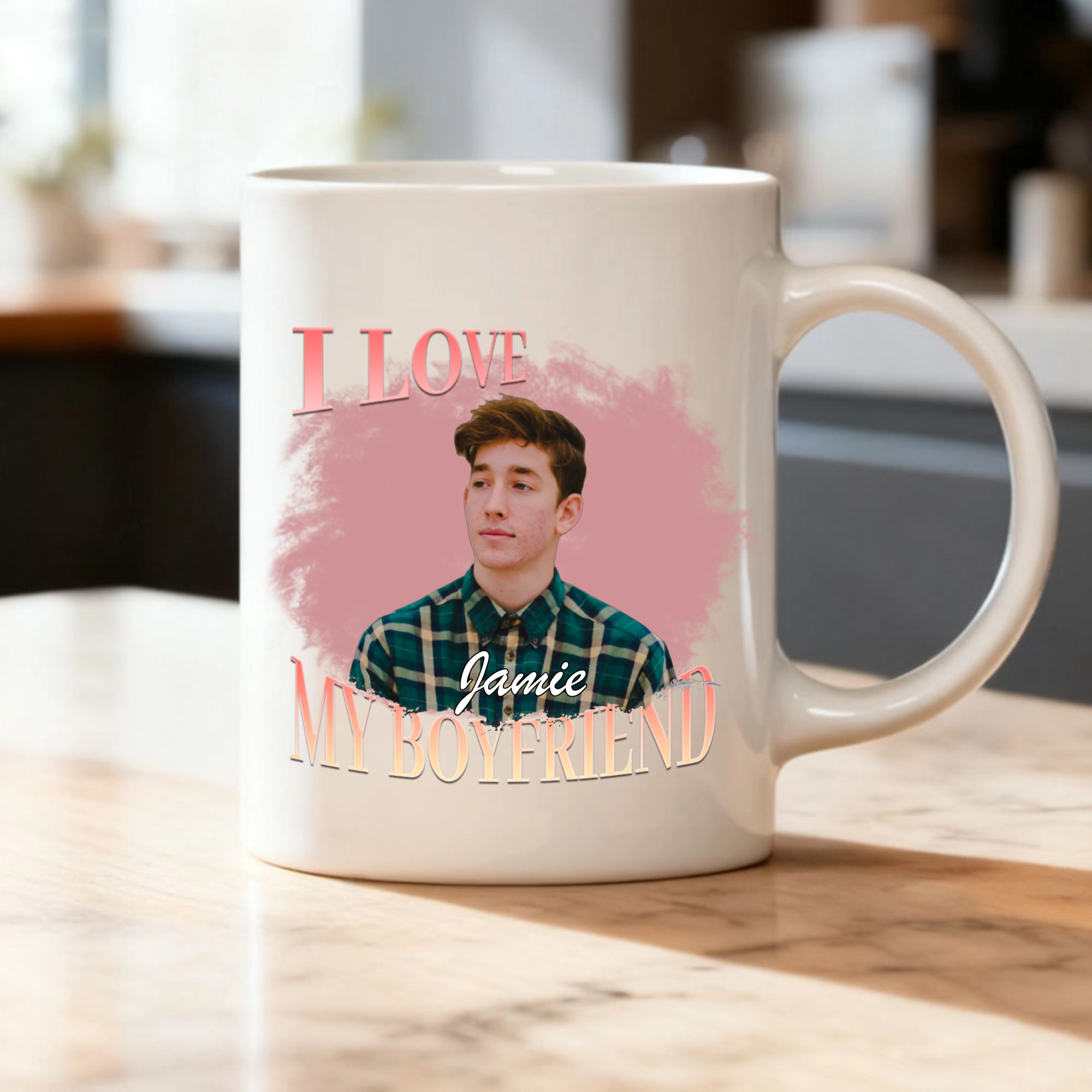 Brushstroke Heart Photo Mug, Gift for Couples, Perfect for Valentine’s Day, Anniversary, Romantic Occasion