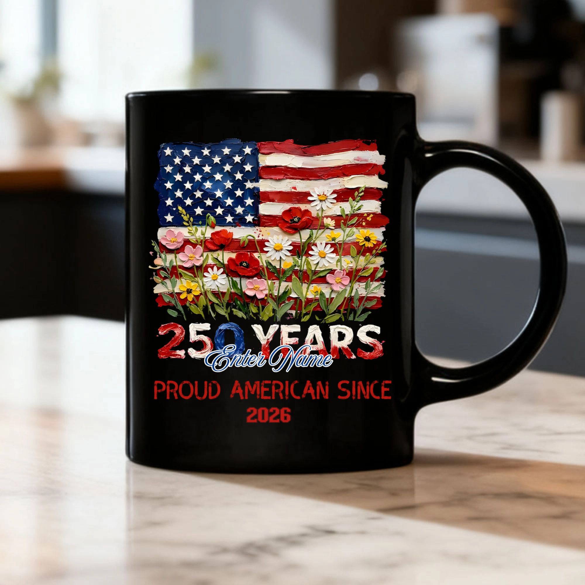 Personalized Name & Year Patriotic Design, Custom American Flag Coffee Mug, The Perfect Gift For Family & Friends