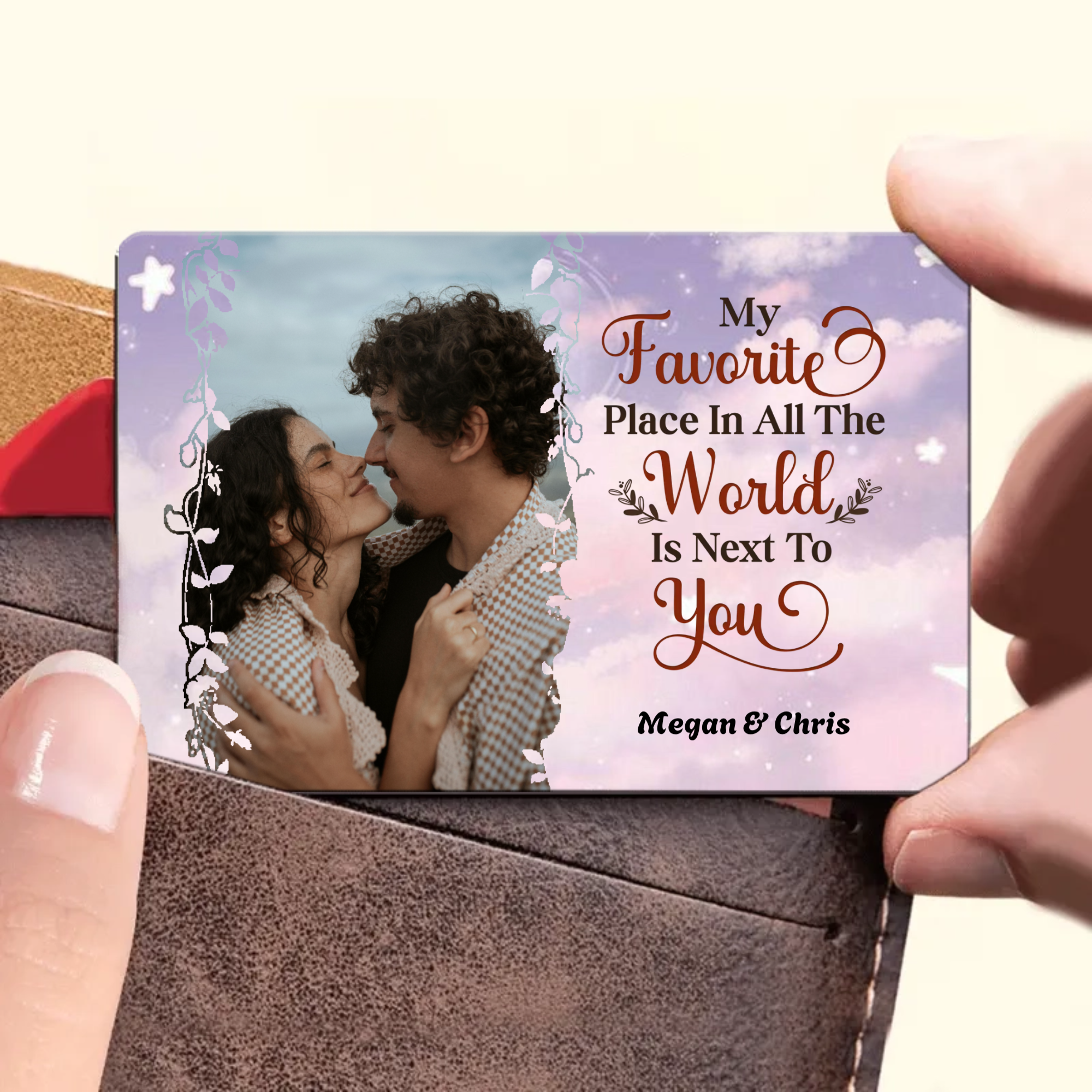 Personalized Romantic Quote Photo Wallet Card, Keepsake Gift for Couples, Lovers, Perfect for Anniversary, Valentine‘s Day, Wedding Gift