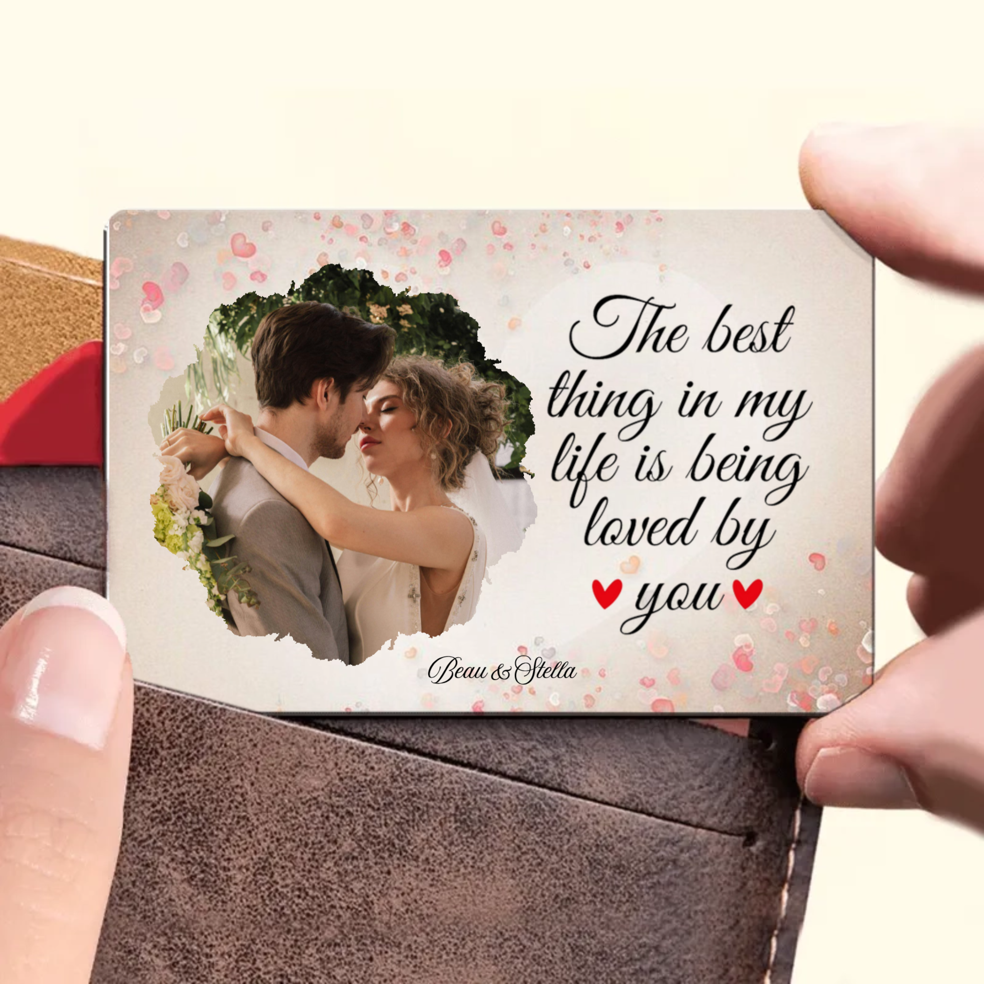 Loved By You Metal Wallet Photo Card, Gift for Couples, Lovers, Perfect for Anniversary, Valentine‘s Day, Wedding Celebration