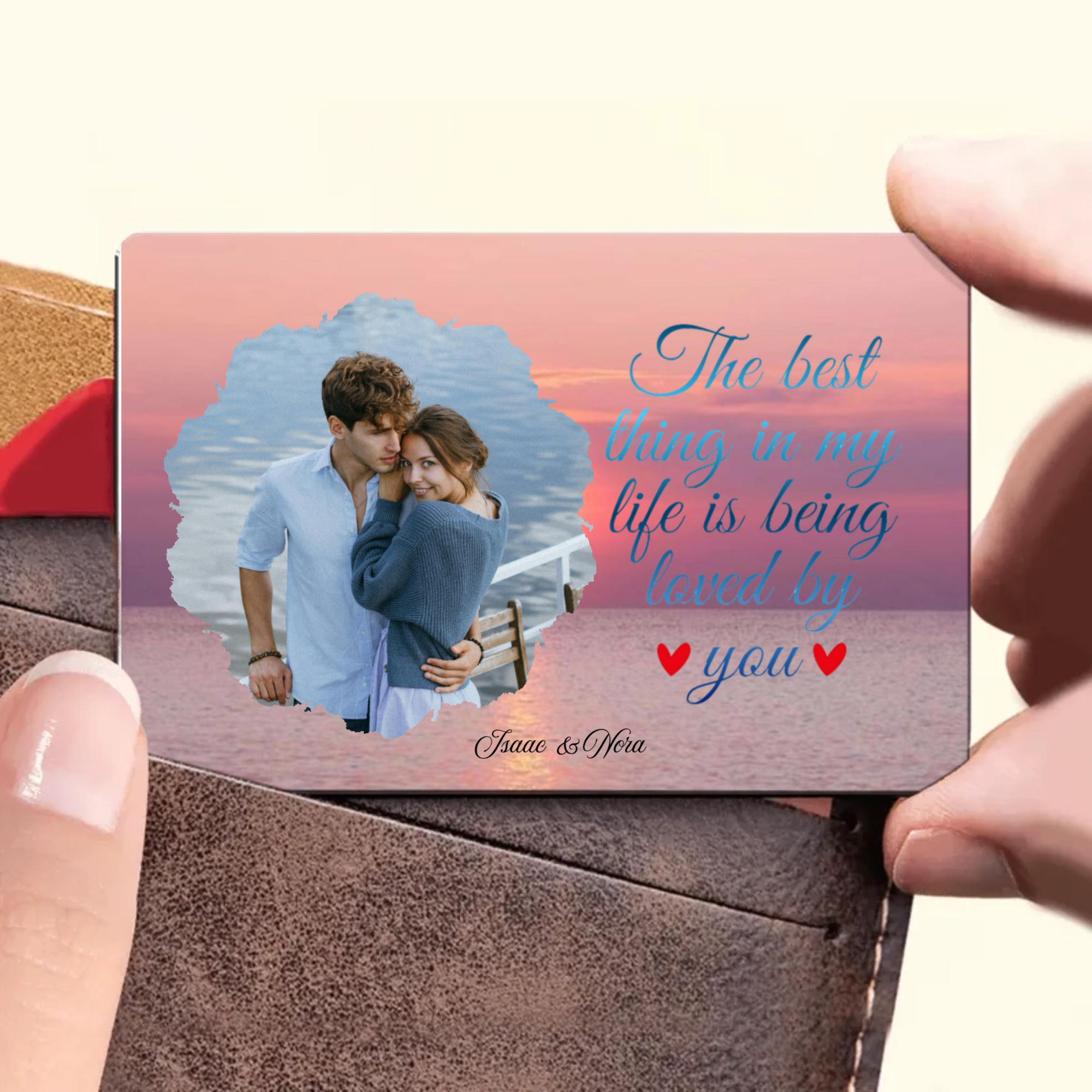 Loved By You Metal Wallet Photo Card, Gift for Couples, Lovers, Perfect for Anniversary, Valentine‘s Day, Wedding Celebration