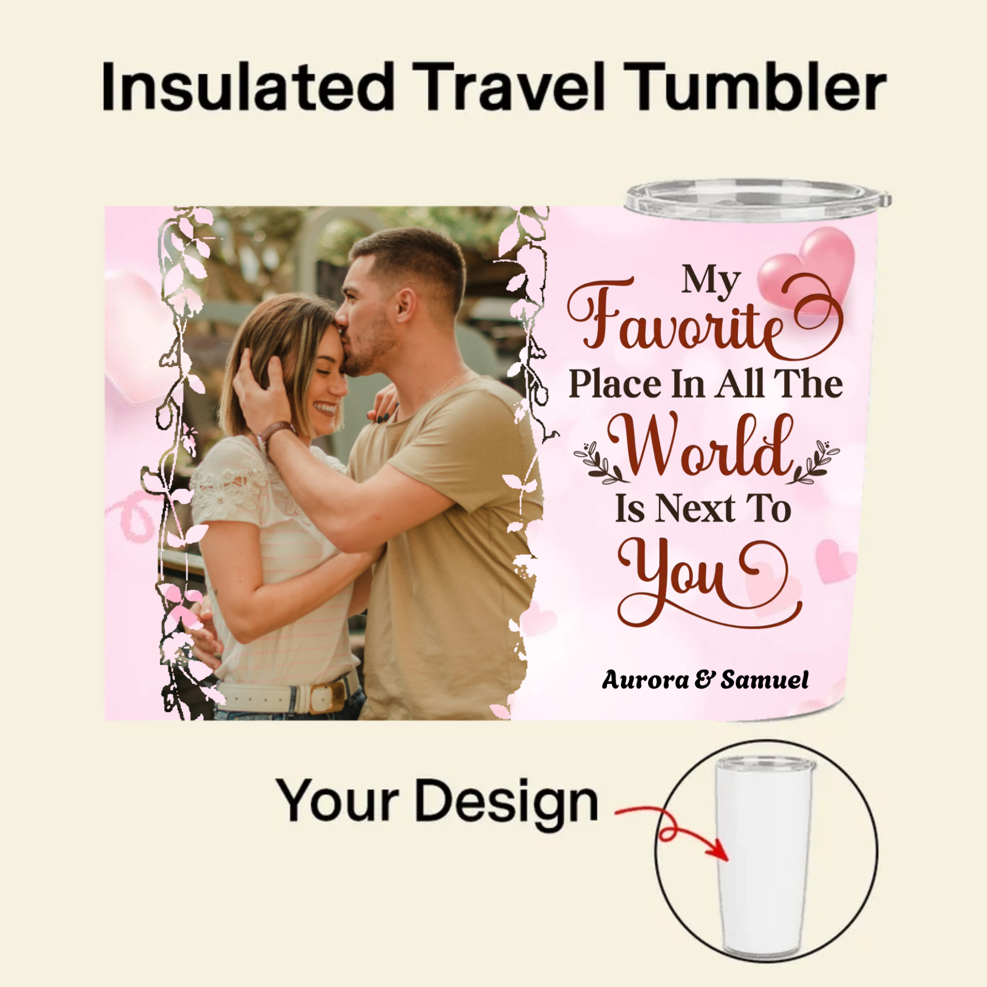 Personalized Romantic Quote Insulated Tumbler, Romantic Gift for Couples, Lovers, Perfect for Anniversary, Wedding, Valentine's Day