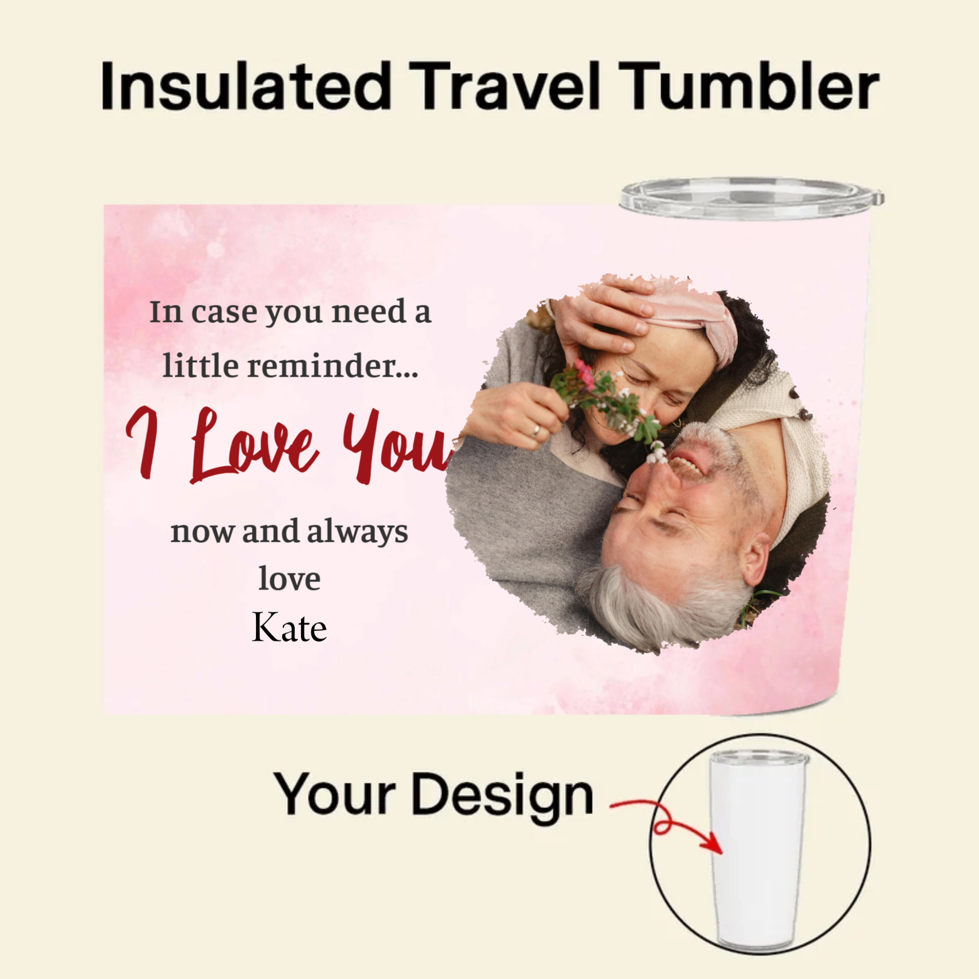 I Love You Insulated Travel Tumbler, Gift for Couples, Lovers, Perfect for Anniversary, Valentine's Day, Christmas