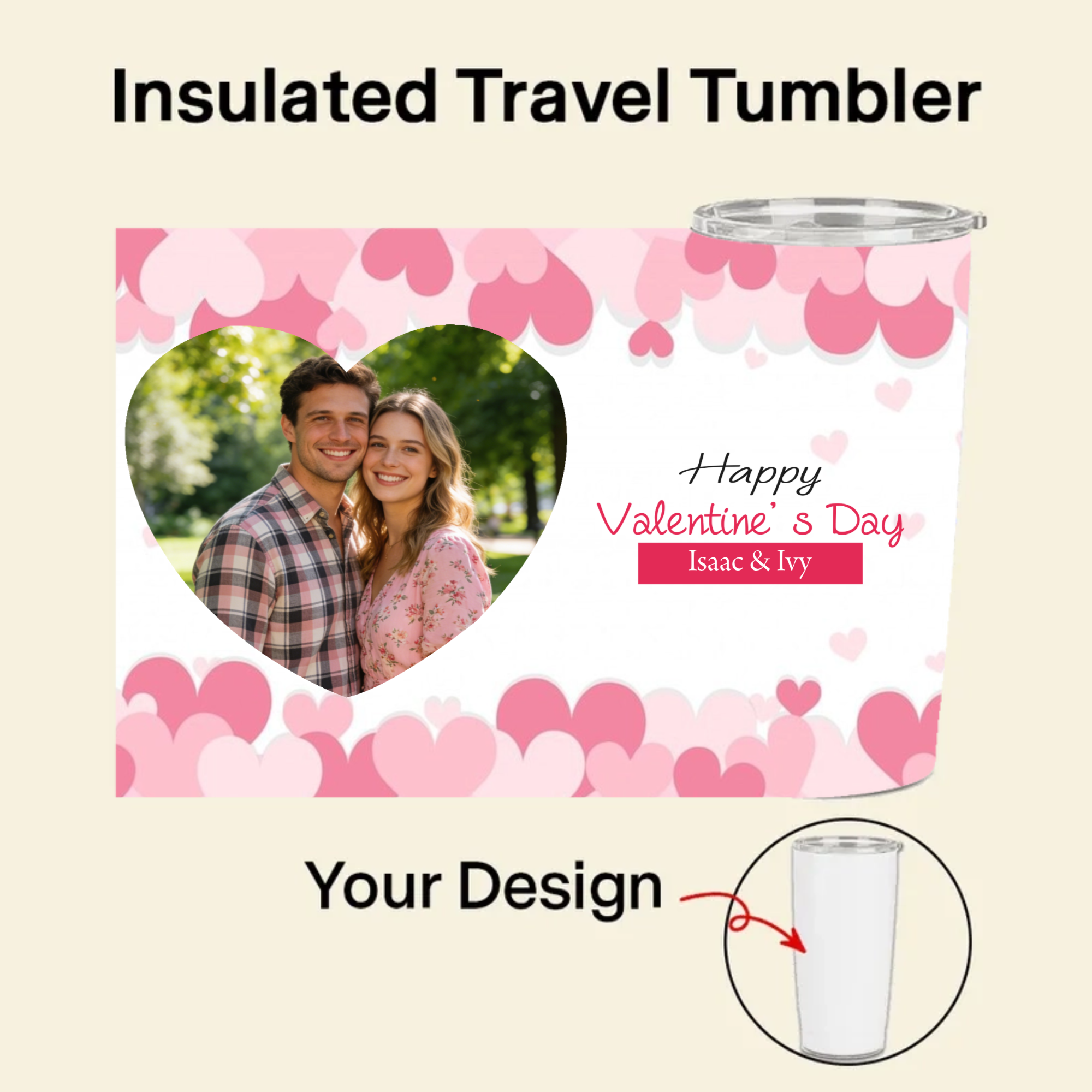 Happy Valentine's Day Personalized Tumbler, Gift for Couples, Lovers, Perfect for Valentine's Day, Anniversary, Christmas Celebration