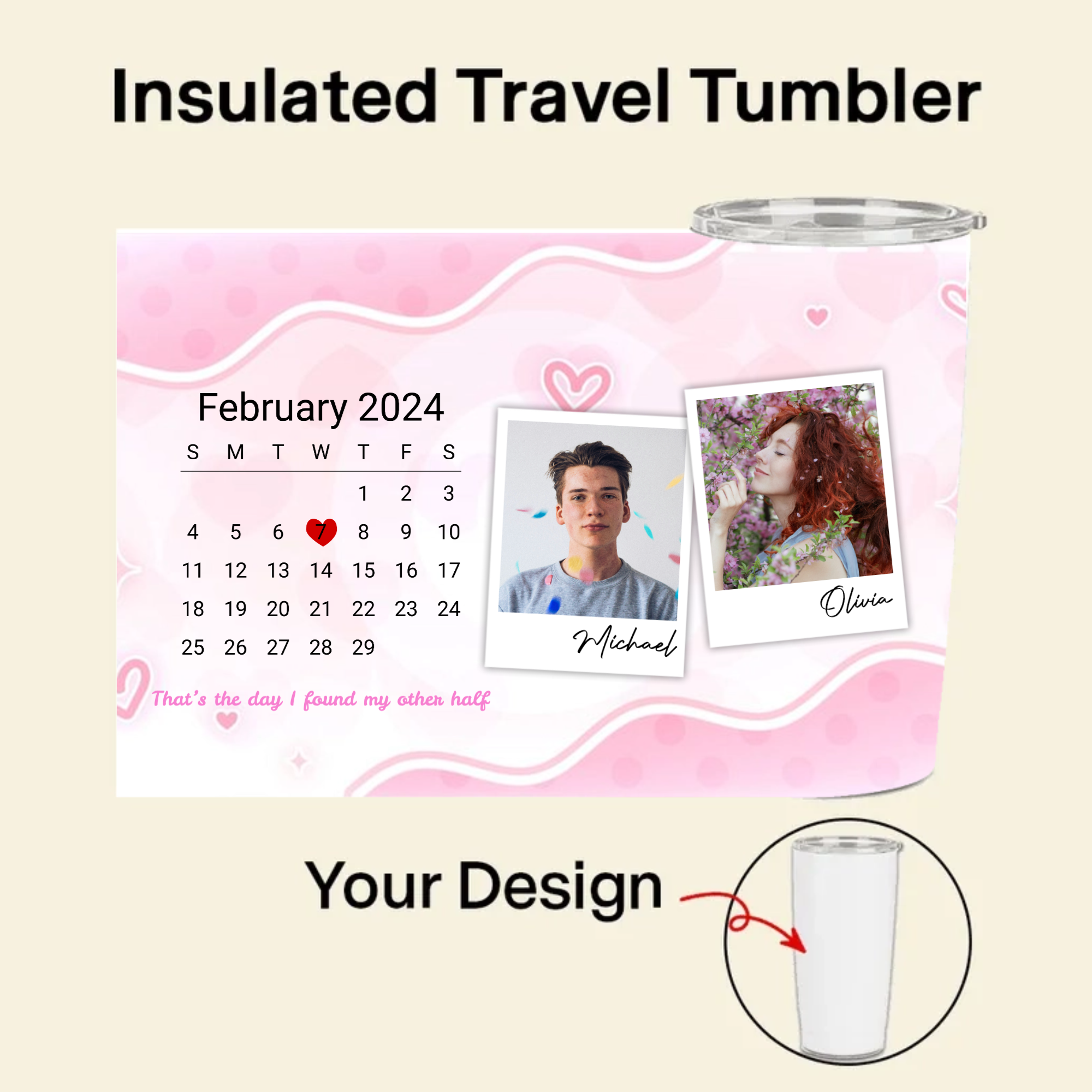 Custom Couple Tumbler with Your Special Date - Personalized Insulated Cup, Anniversary Wedding Gift for Him Her