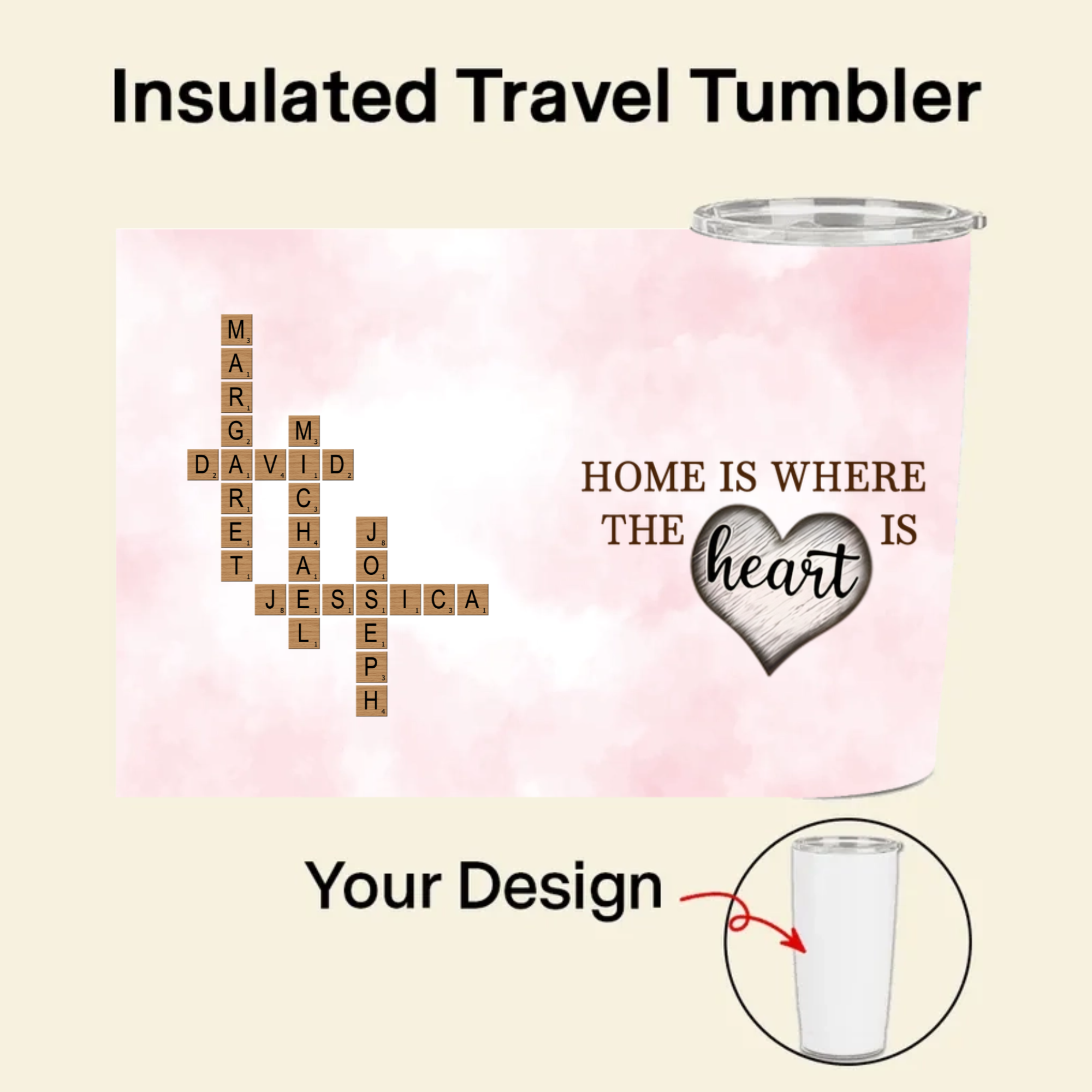 Spell Out the Love! Personalized Family Name Crossword Tumblers, A Heartfelt Gift for Any Occasion