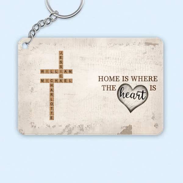 Personalized Crossword Keychain, Custom Family Names & Background Gift for Family & Friends, Housewarming & Anniversary Present