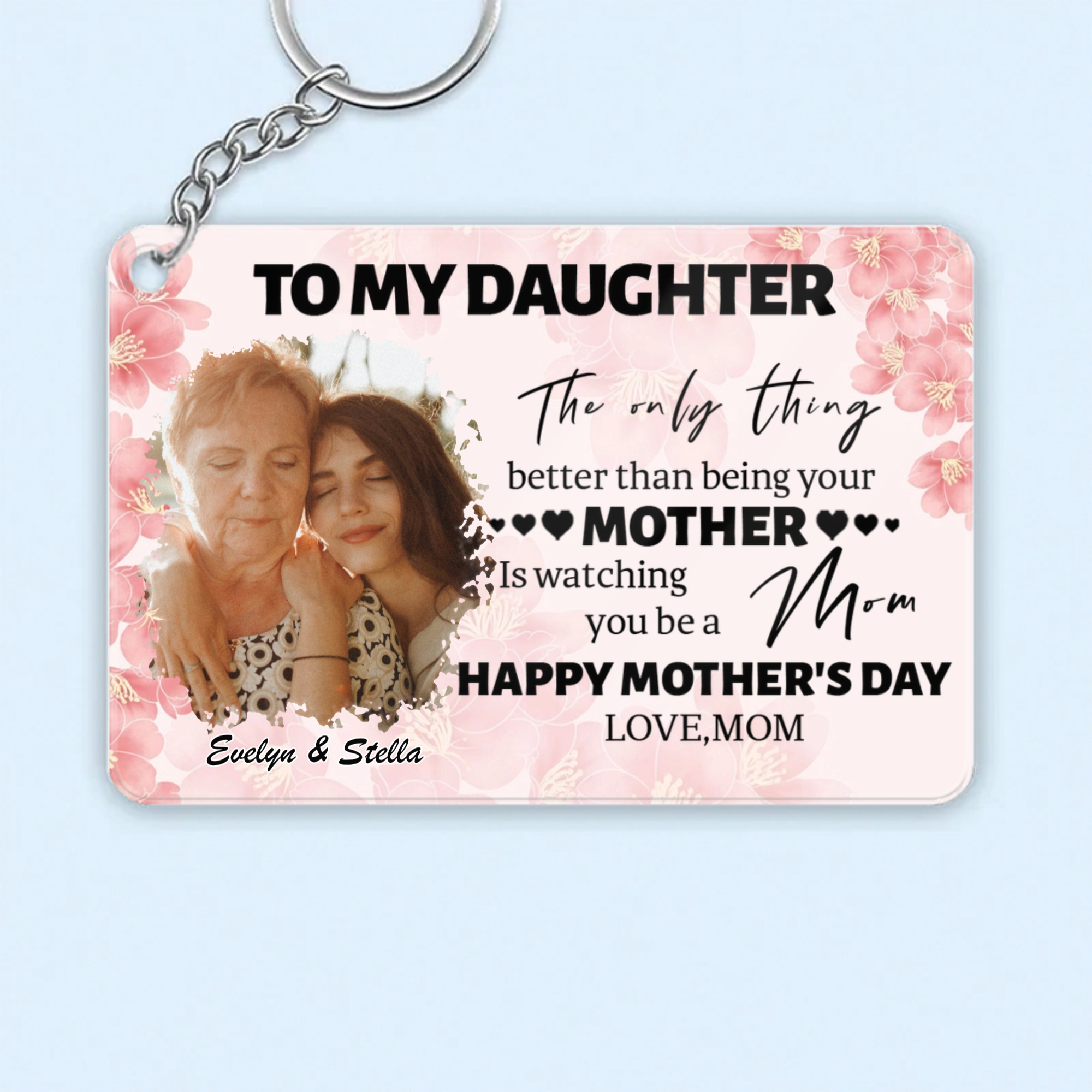 Personalized Watching You Be a Mom Keychain,Special Present for Daughter, Mother, Perfect for Mother's Day, Family Celebration