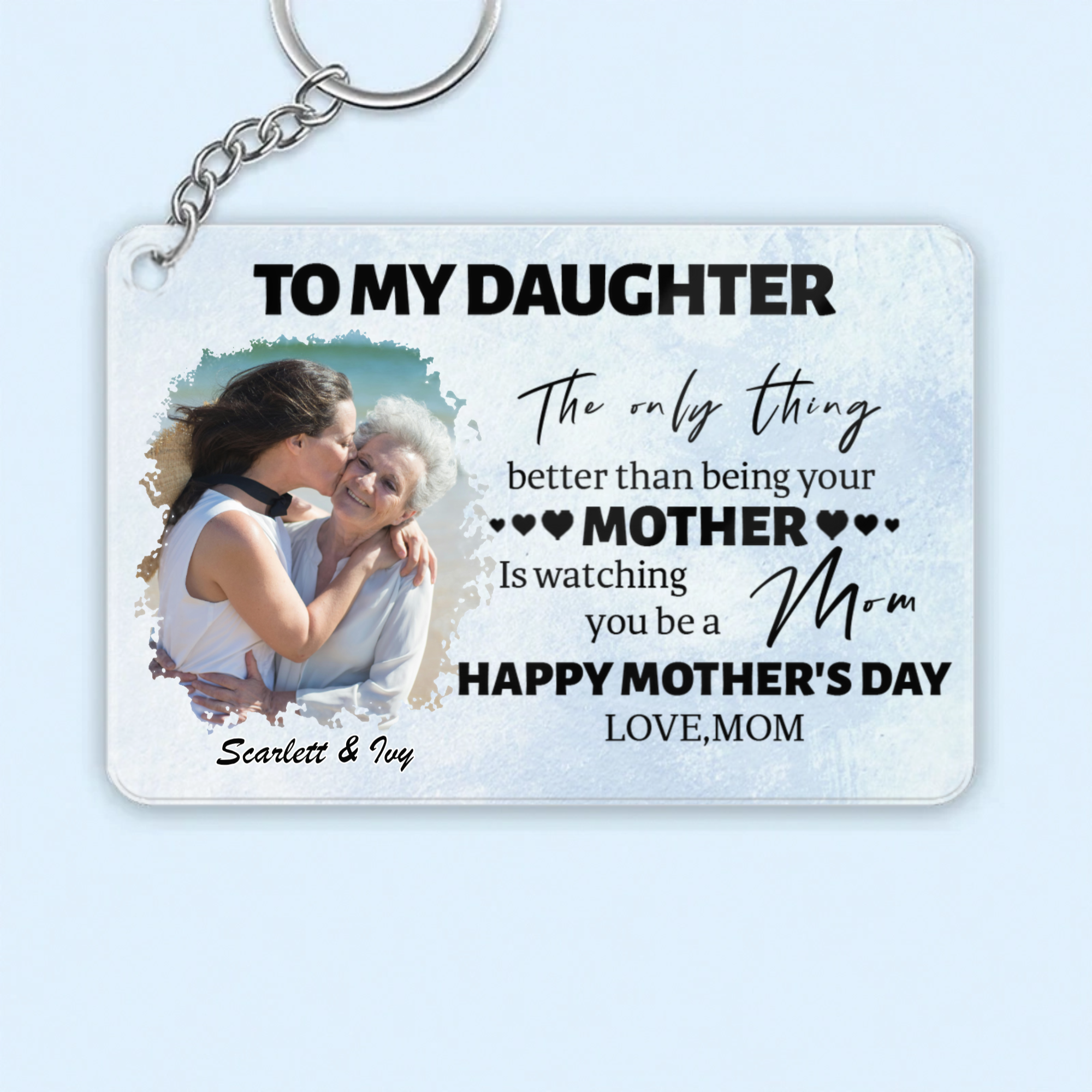 Personalized Watching You Be a Mom Keychain,Special Present for Daughter, Mother, Perfect for Mother's Day, Family Celebration