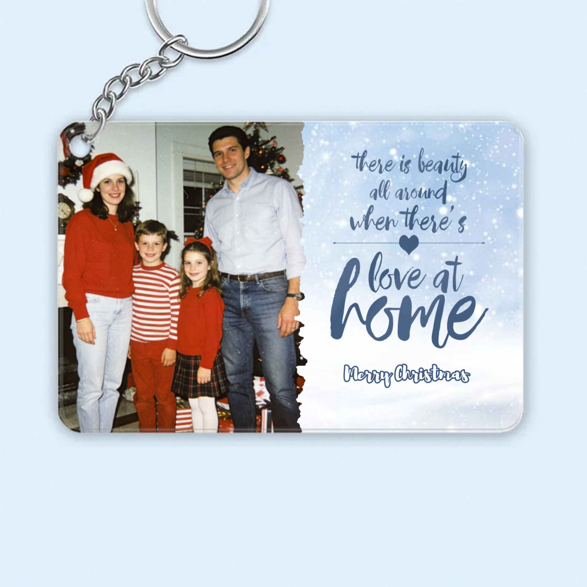 Acrylic Keychain with Couple & Family Photo, Gift for Couples, Families, Perfect for Christmas Tree Decoration, Holiday Home Decor