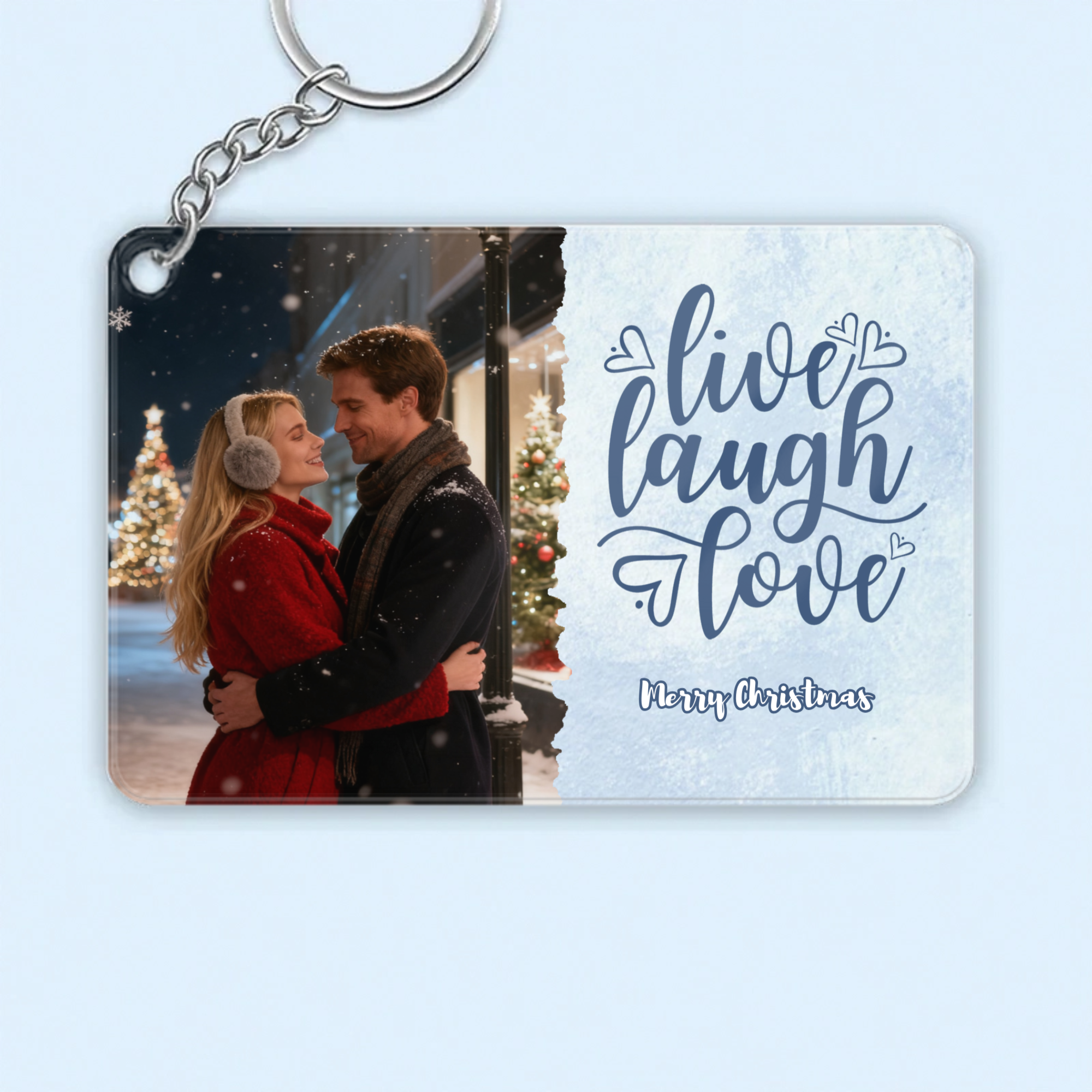 Acrylic Keychain with Couple & Family Photo, Gift for Couples, Families, Perfect for Christmas Tree Decoration, Holiday Home Decor