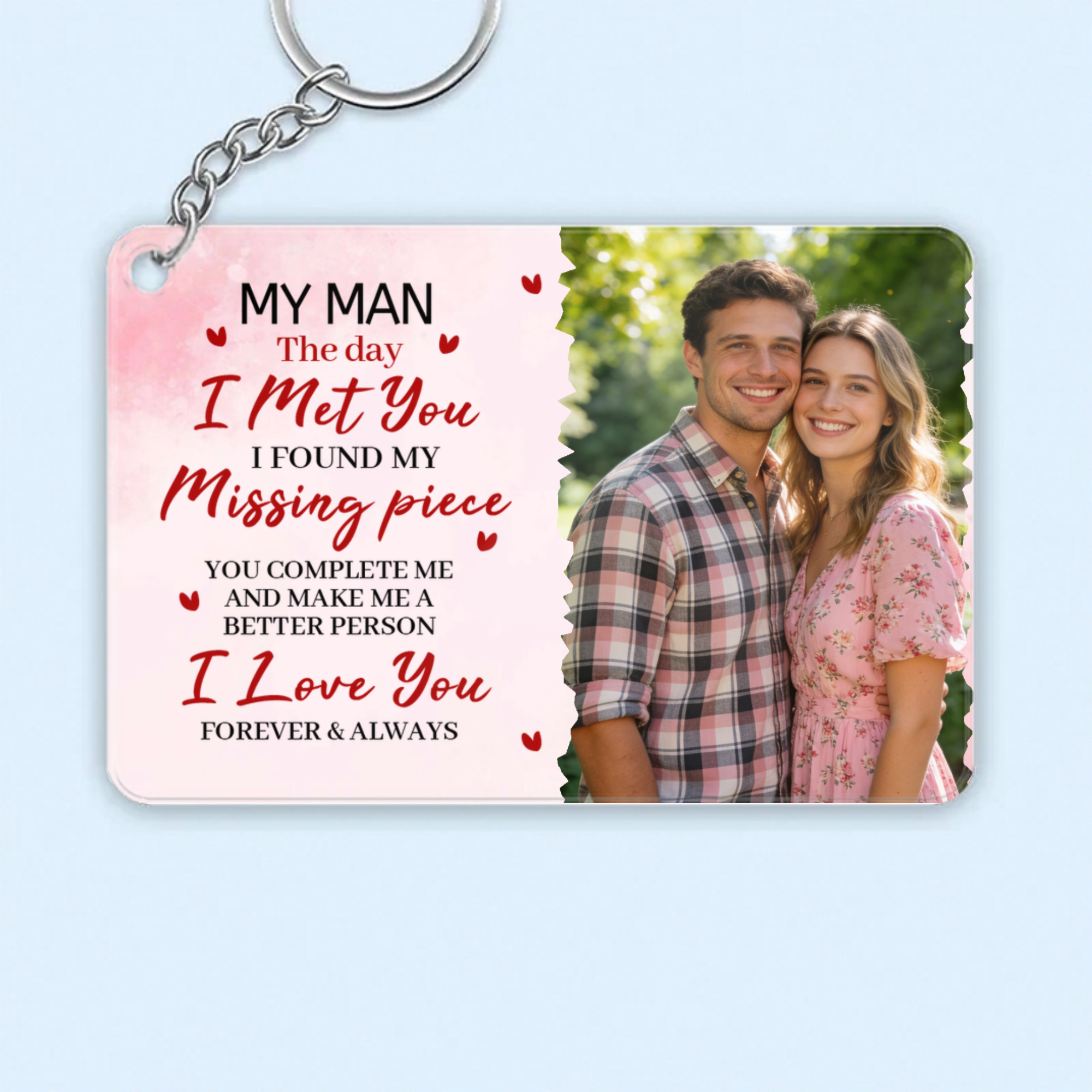 I Found My Missing Piece Personalized Keychain, Perfect for Valentine's Day, Wedding, Romantic Occasion